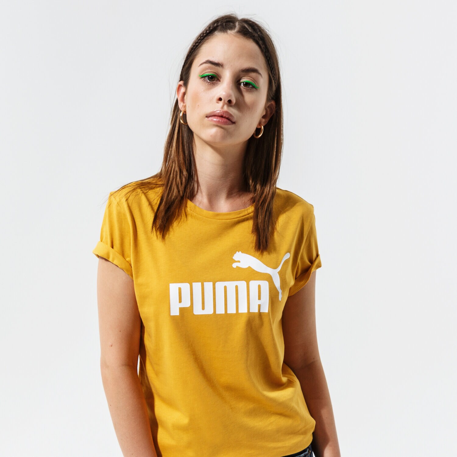 Koszulka, t-shirt damski PUMA T-SHIRT ESS LOGO TEE (S) - MINERAL YELLOW 58677537 ŻÓŁTY