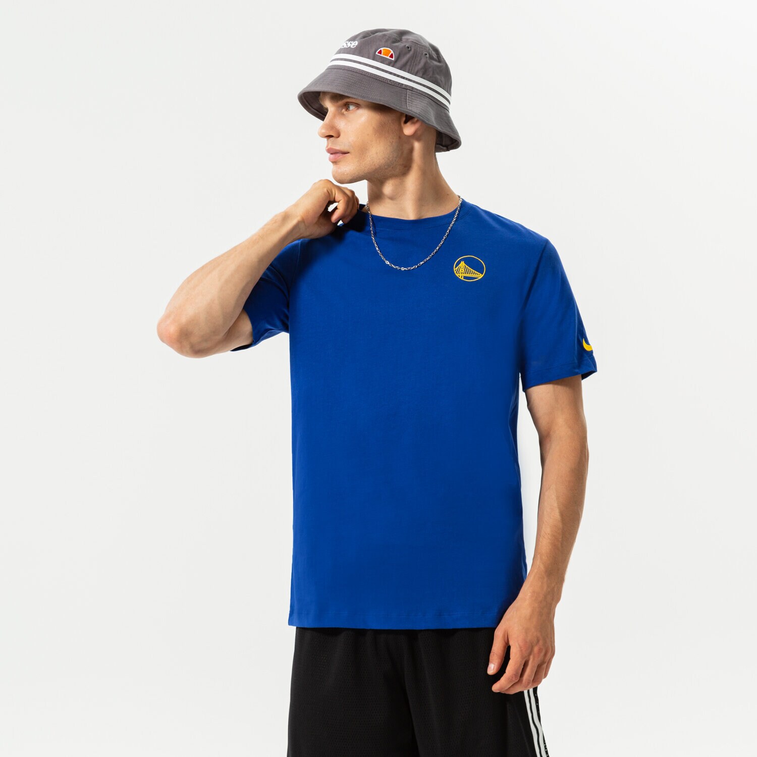 Koszulka, t-shirt sportowy męski NIKE T-SHIRT GSW M NK ES CORE LGO SS TEE NBA DD6720-495 NIEBIESKI