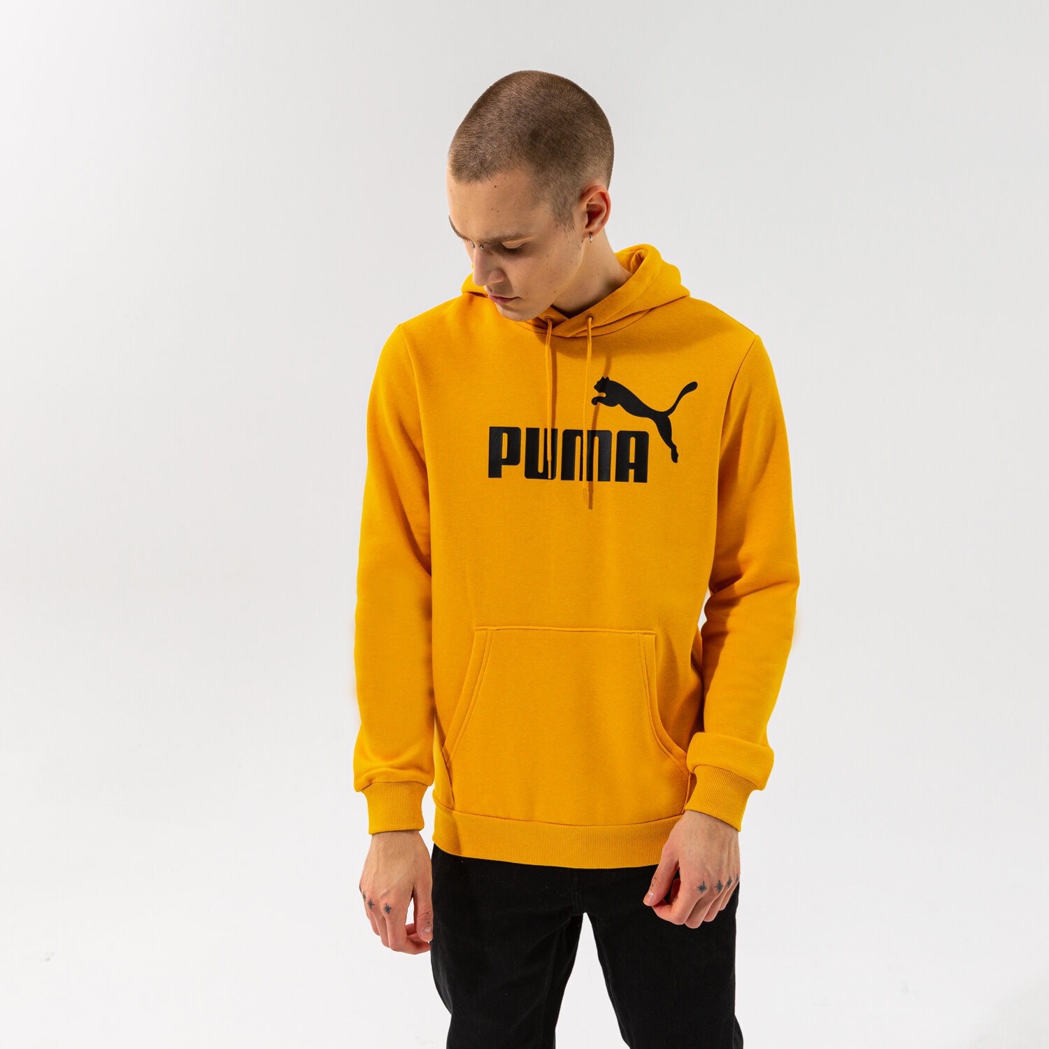 Bluza męska PUMA BLUZA Z KAPTUREM ESS HEATHER HOODIE FL - MINERAL YELLOW 58673937 ŻÓŁTY