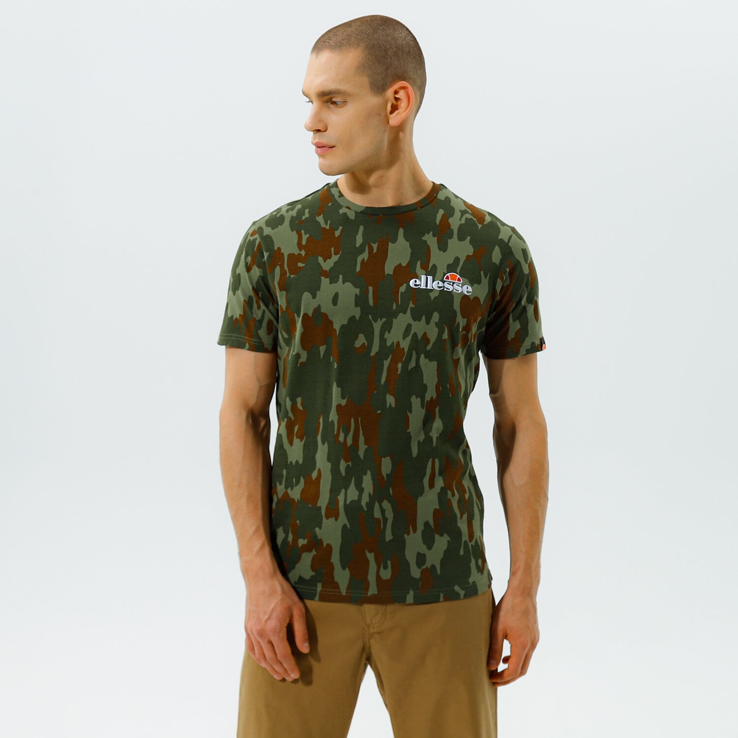 Koszulka, t-shirt sportowy męski ELLESSE T-SHIRT VOODOO CAMO TEE KHA SHK12434506 KHAKI