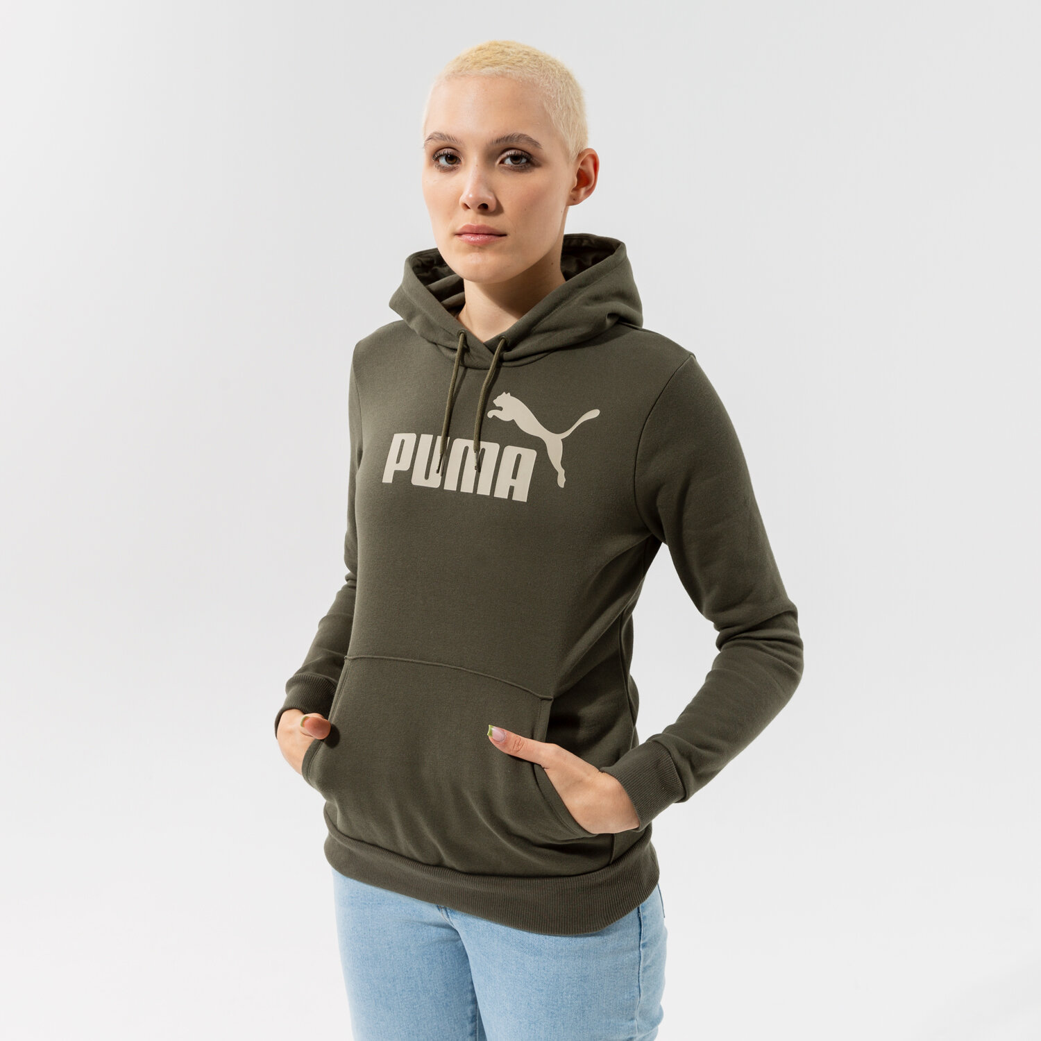 Bluza damska PUMA BLUZA Z KAPTUREM ESS LOGO HOODIE FL (S) - GRAPE LEAF 58678944 KHAKI