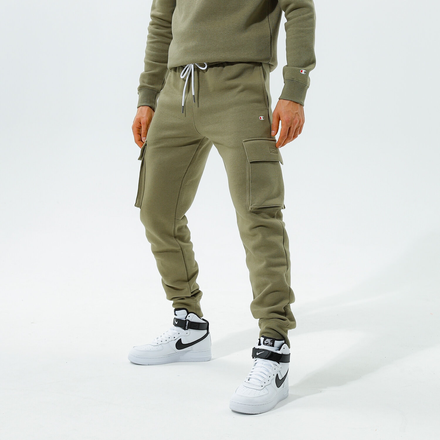 Spodnie sportowe męskie CHAMPION SPODNIE RIB CUFF PANTS 216609GS044 KHAKI