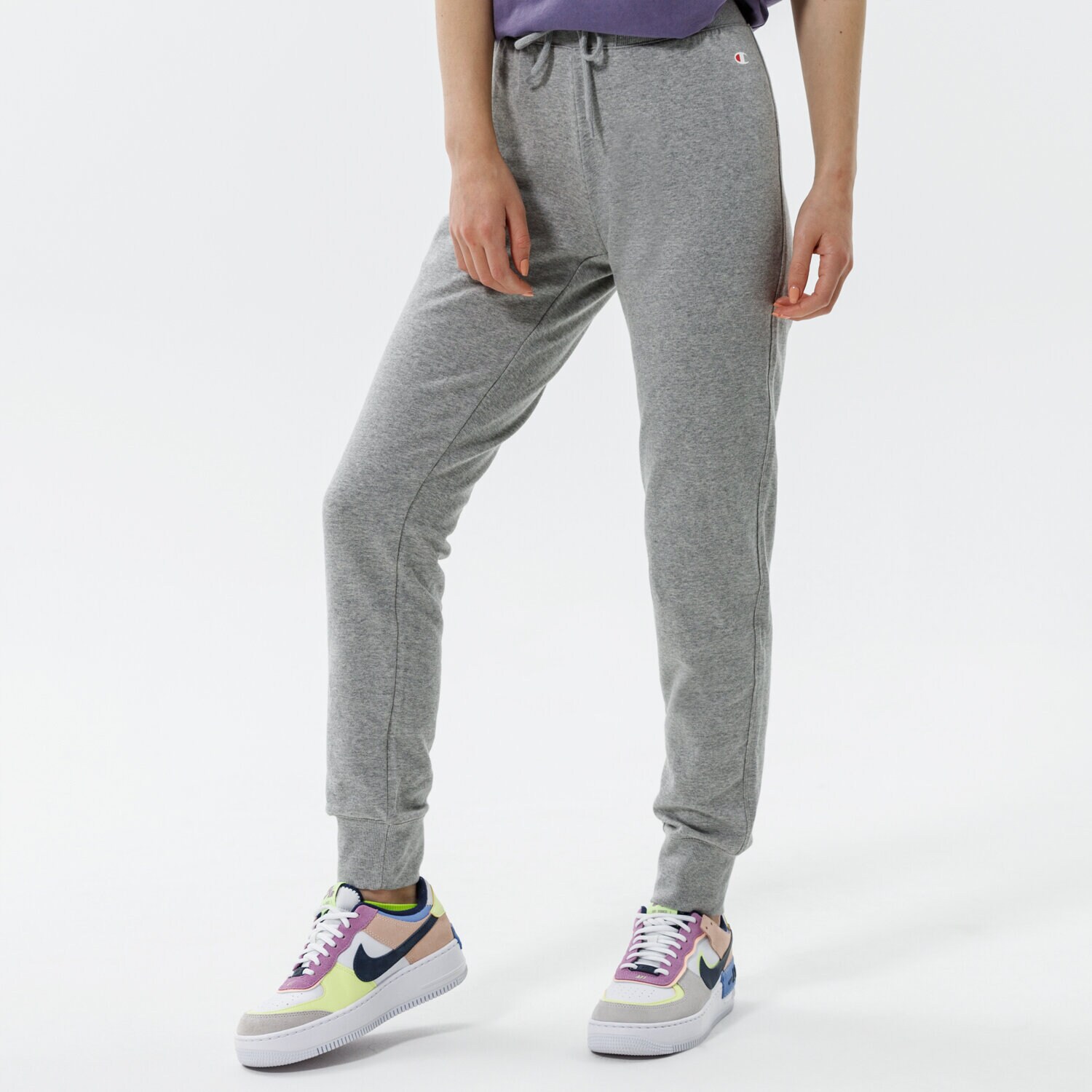 Spodnie sportowe damskie CHAMPION SPODNIE RIB CUFF PANTS 111999EM006 SZARY