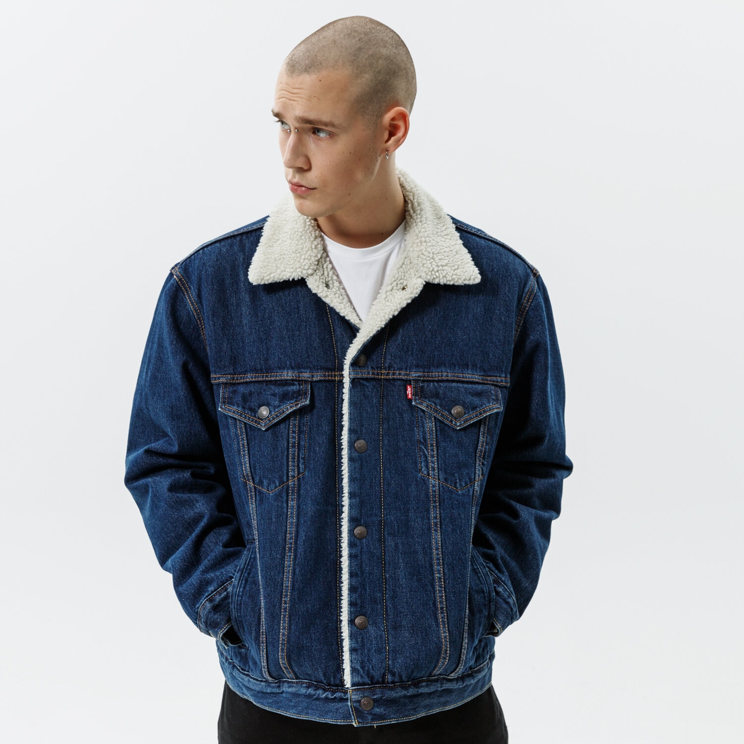 Kurtka wiosenna / jesienna męska LEVI'S KURTKA VTG FIT SHERPA TRUCKER 791290013 NIEBIESKI