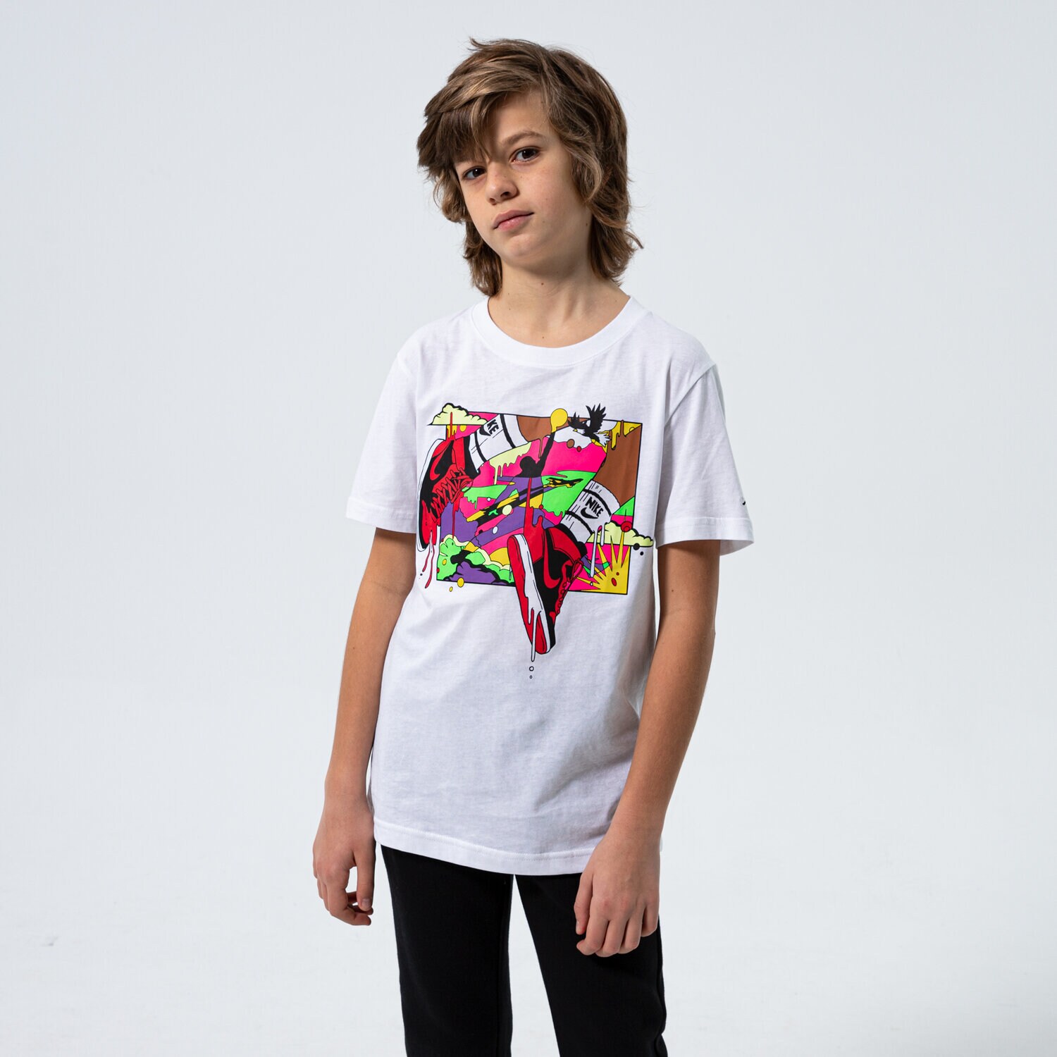 Koszulka, t-shirt dla dzieci NIKE TSHIRT BOY 95B091001 BIAŁY