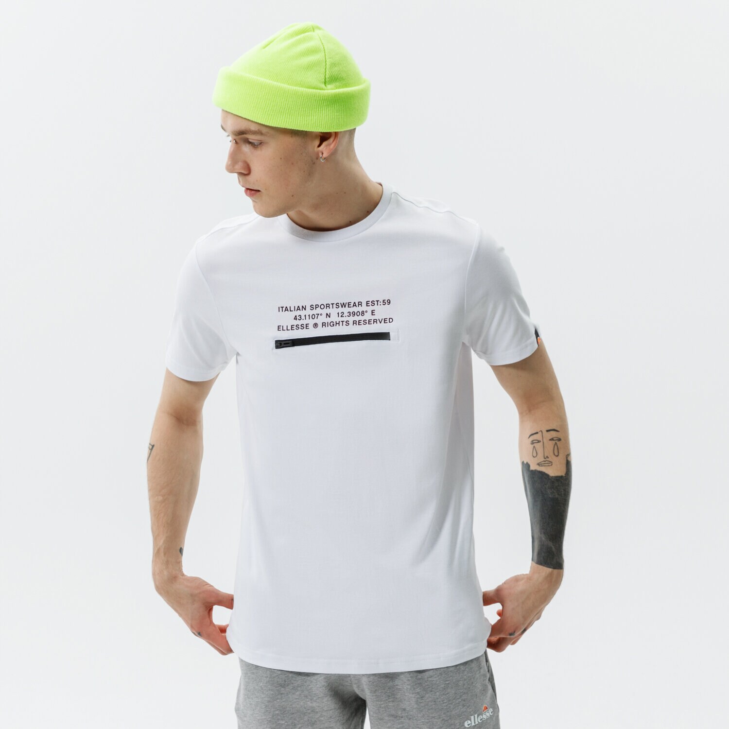 Koszulka, t-shirt sportowy męski ELLESSE T-SHIRT PIEDMONT TEE WHT SHI11160908 BIAŁY