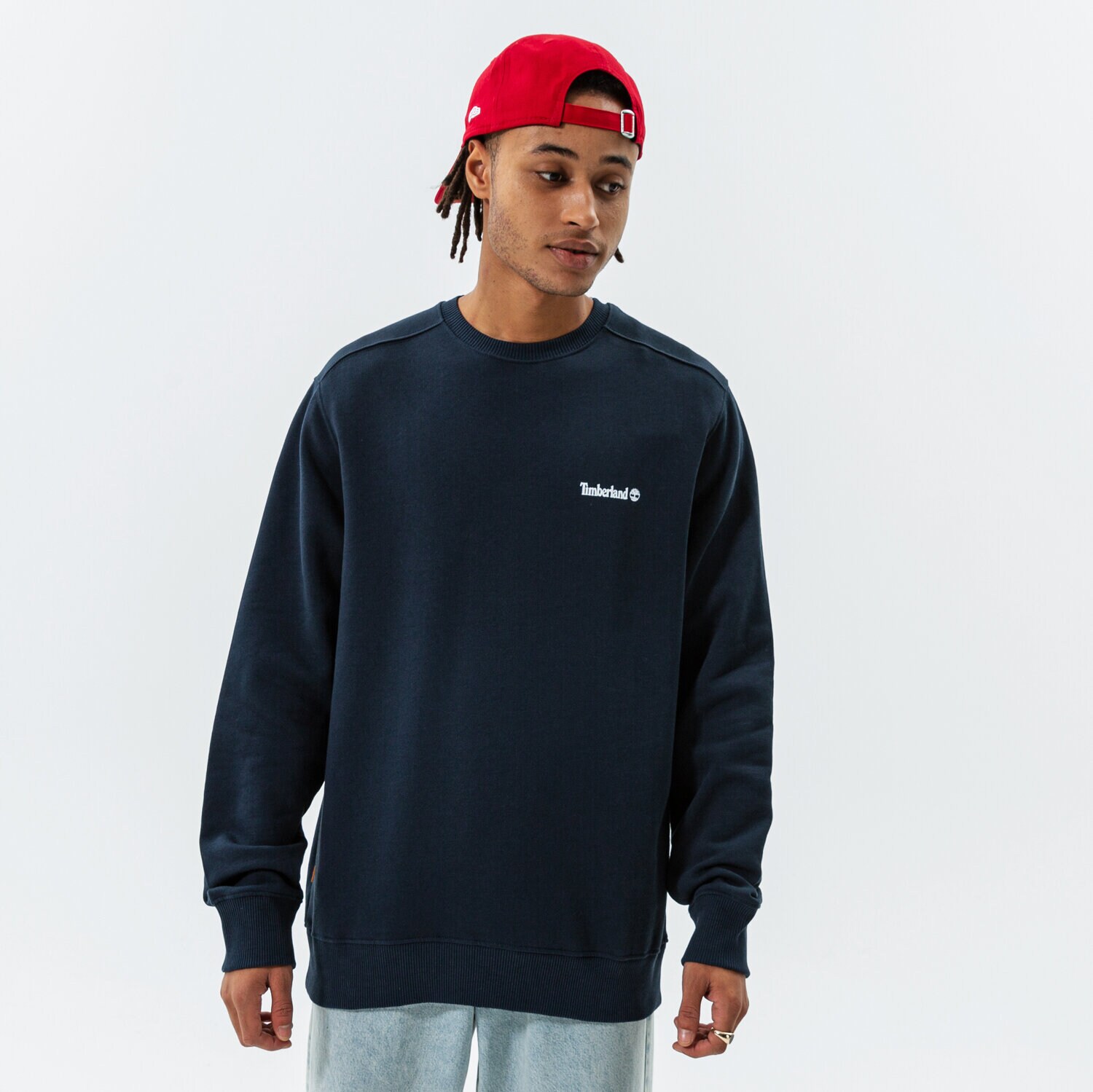 Bluza męska TIMBERLAND BLUZA CHEST LOGO CREW DARK SAPPHIRE TB0A5PDV4331 NIEBIESKI