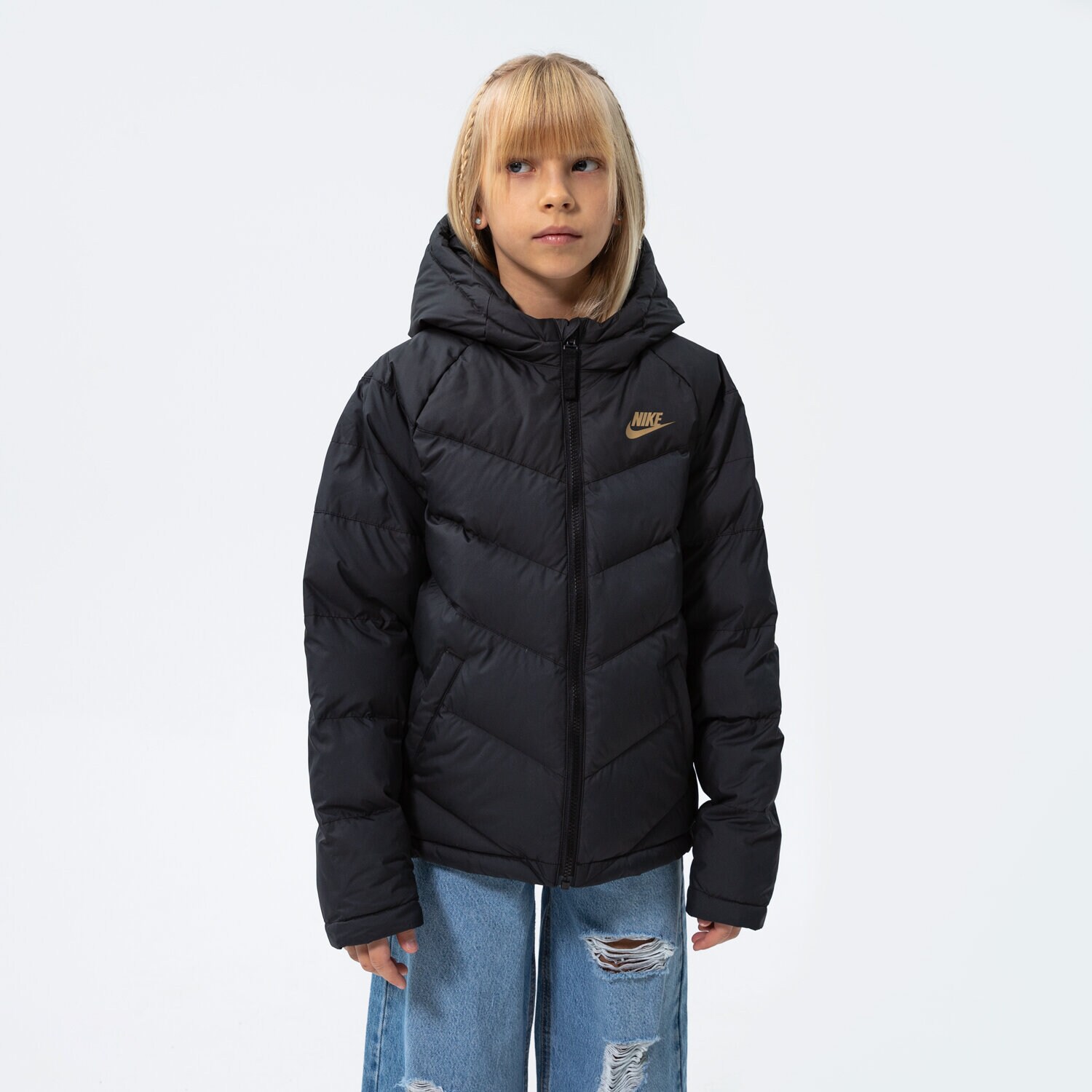 Dziecięca kurtka przejściowa (wiosenna/jesienna) NIKE KURTKA ZIMOWA SPORTSWEAR U CU9157-014 CZARNY
