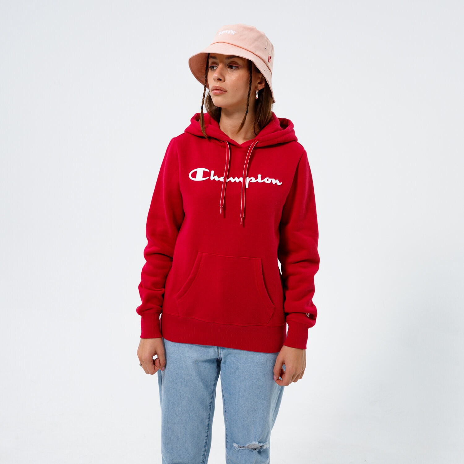 Bluza damska CHAMPION BLUZA Z KAPTUREM HOODED SWEATSHIRT 113207RS061 BORDOWY