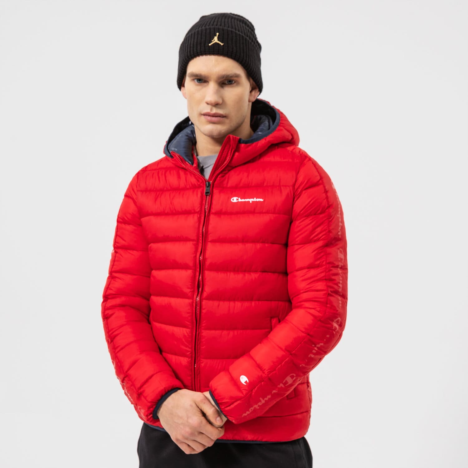 Kurtka zimowa męska CHAMPION KURTKA ZIMOWA HOODED JACKET 216647RS053 BORDOWY