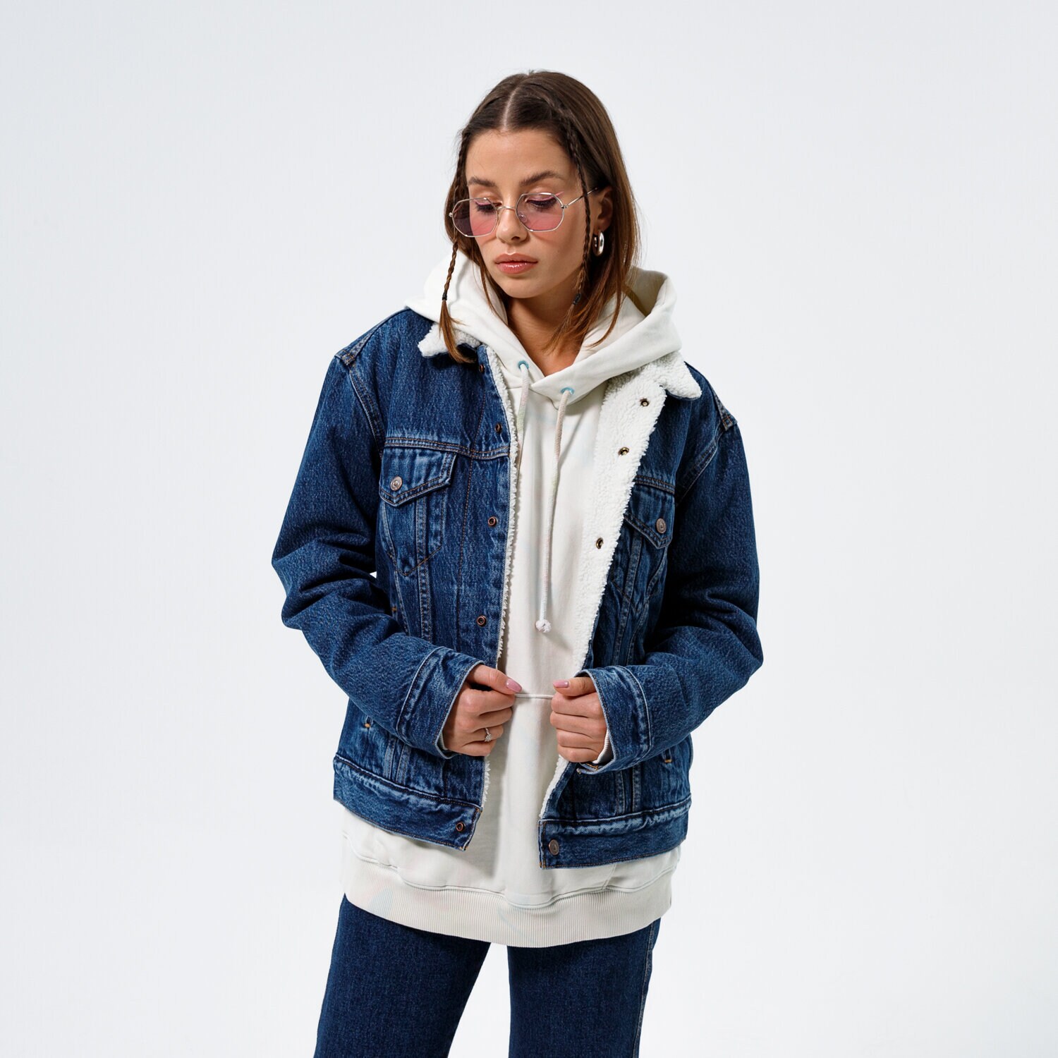 Kurtka zimowa damska LEVI'S KURTKA ZIMOWA EX BF SHERPA TRUCKER 361370034 GRANATOWY