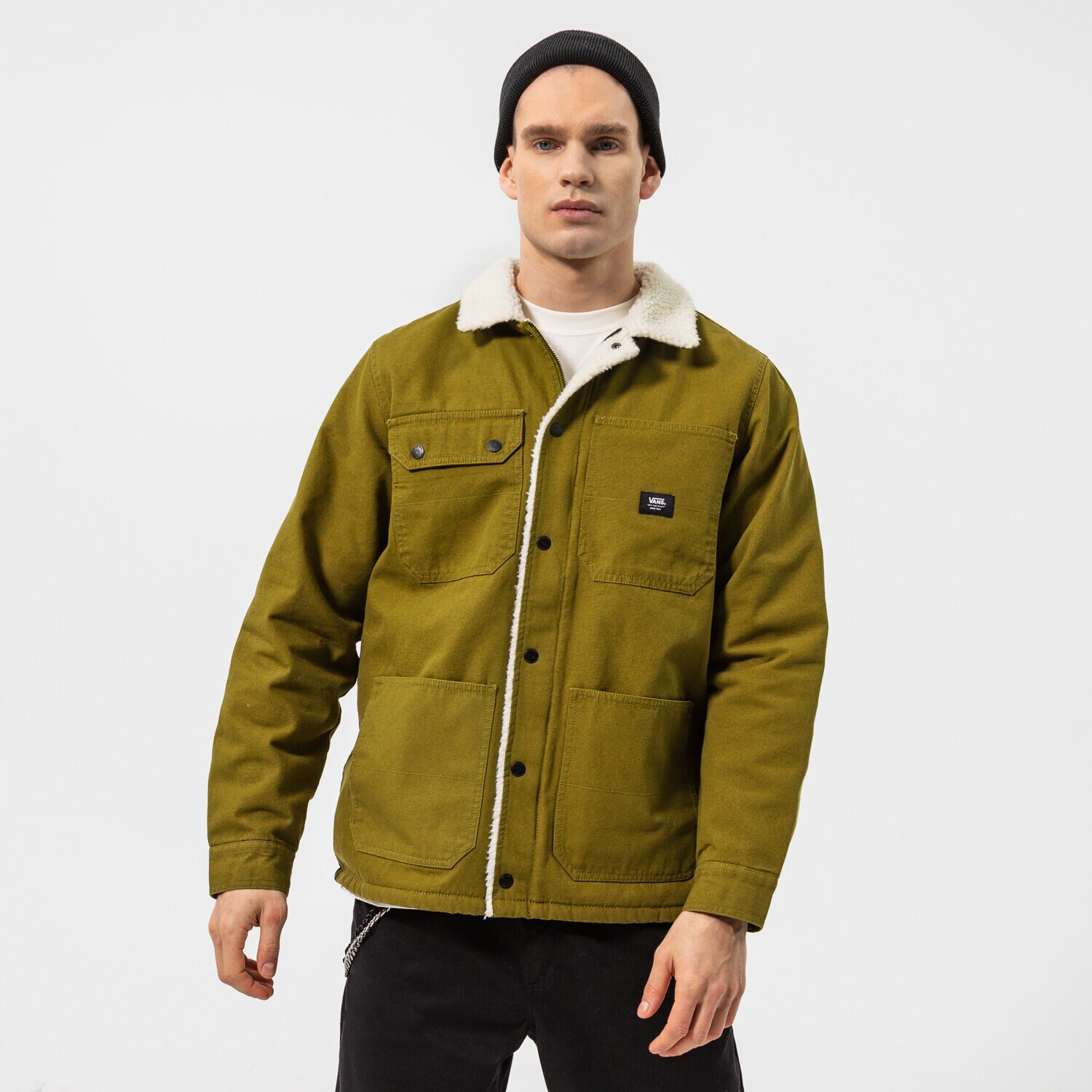 Kurtka zimowa męska VANS KURTKA MN DRILL CHORE COAT SHERPA VN0A5KLKYXV KHAKI