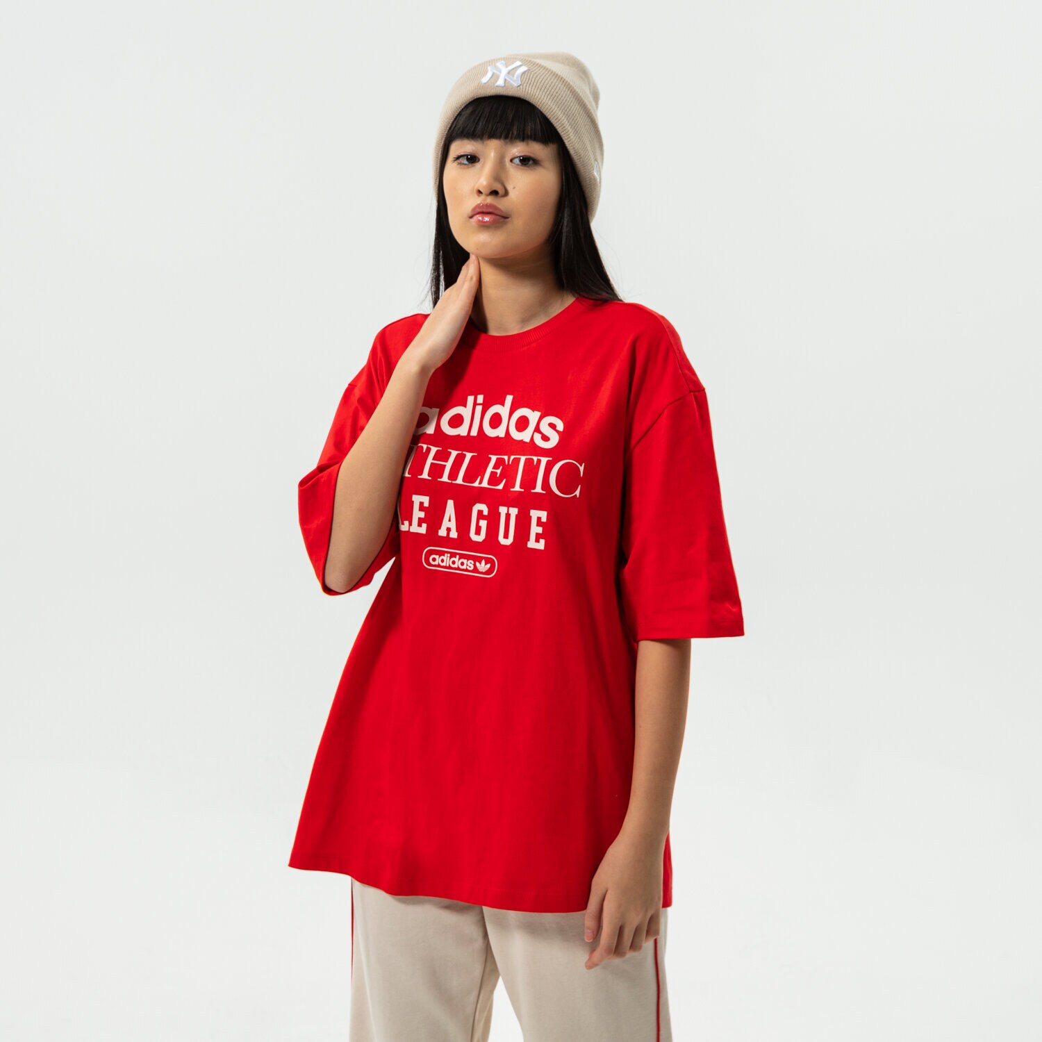 Koszulka, t-shirt damski ADIDAS T-SHIRT TEE HL0037 CZERWONY