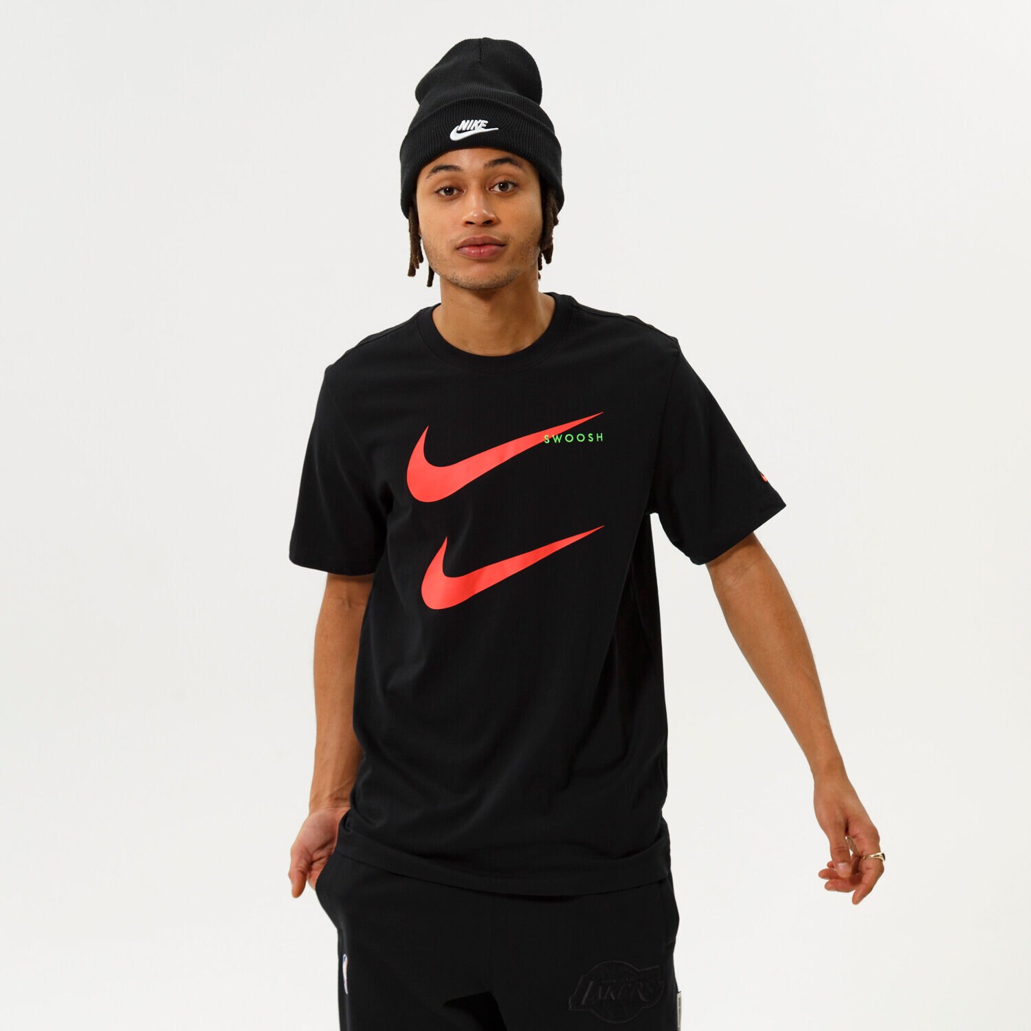 Koszulka, t-shirt sportowy męski NIKE T-SHIRT M NSW SS TEE SWOOSH PK 2 CU7278-011 CZARNY