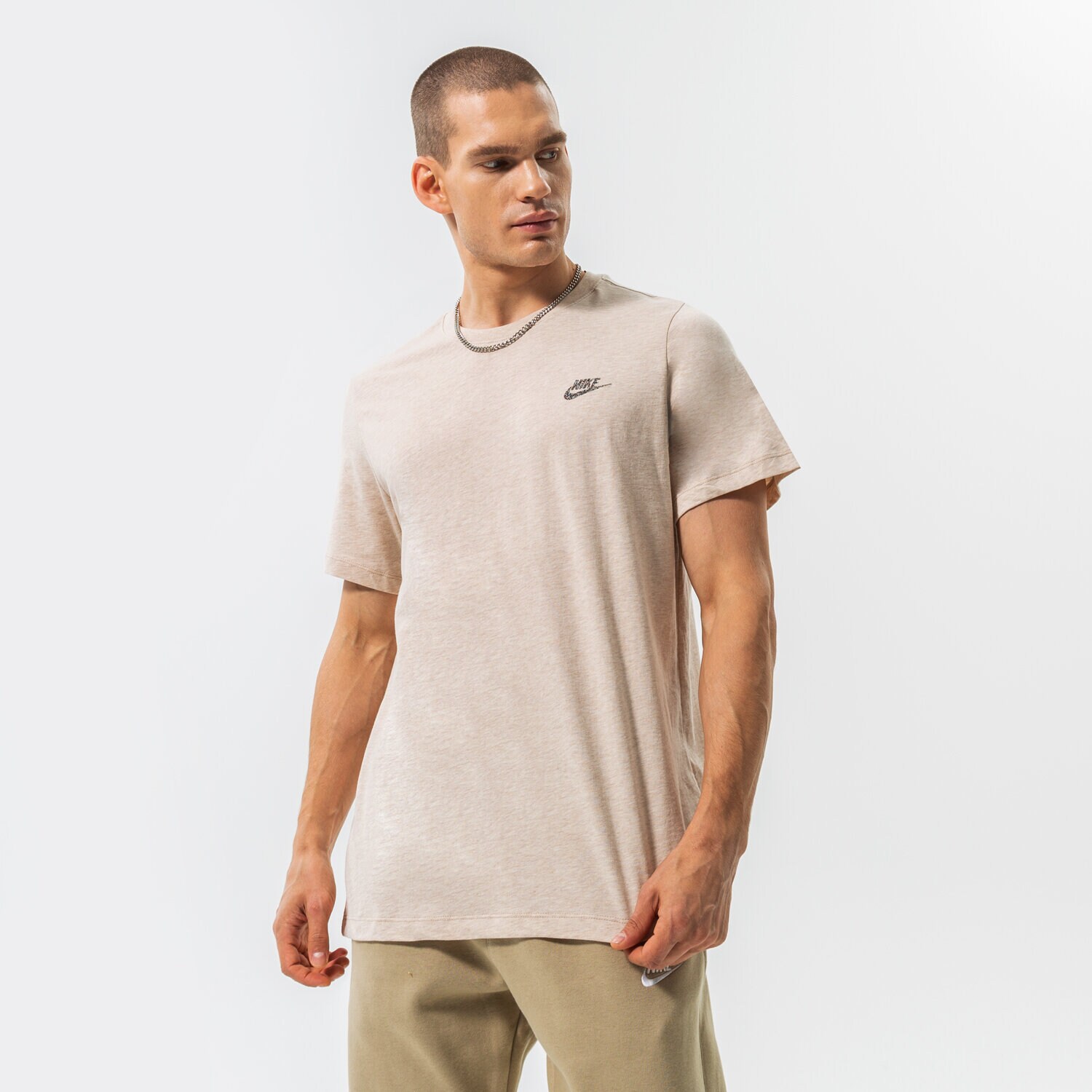 Koszulka, t-shirt sportowy męski NIKE T-SHIRT M NSW CLUB TEE SUST DR7923-247 BEŻOWY