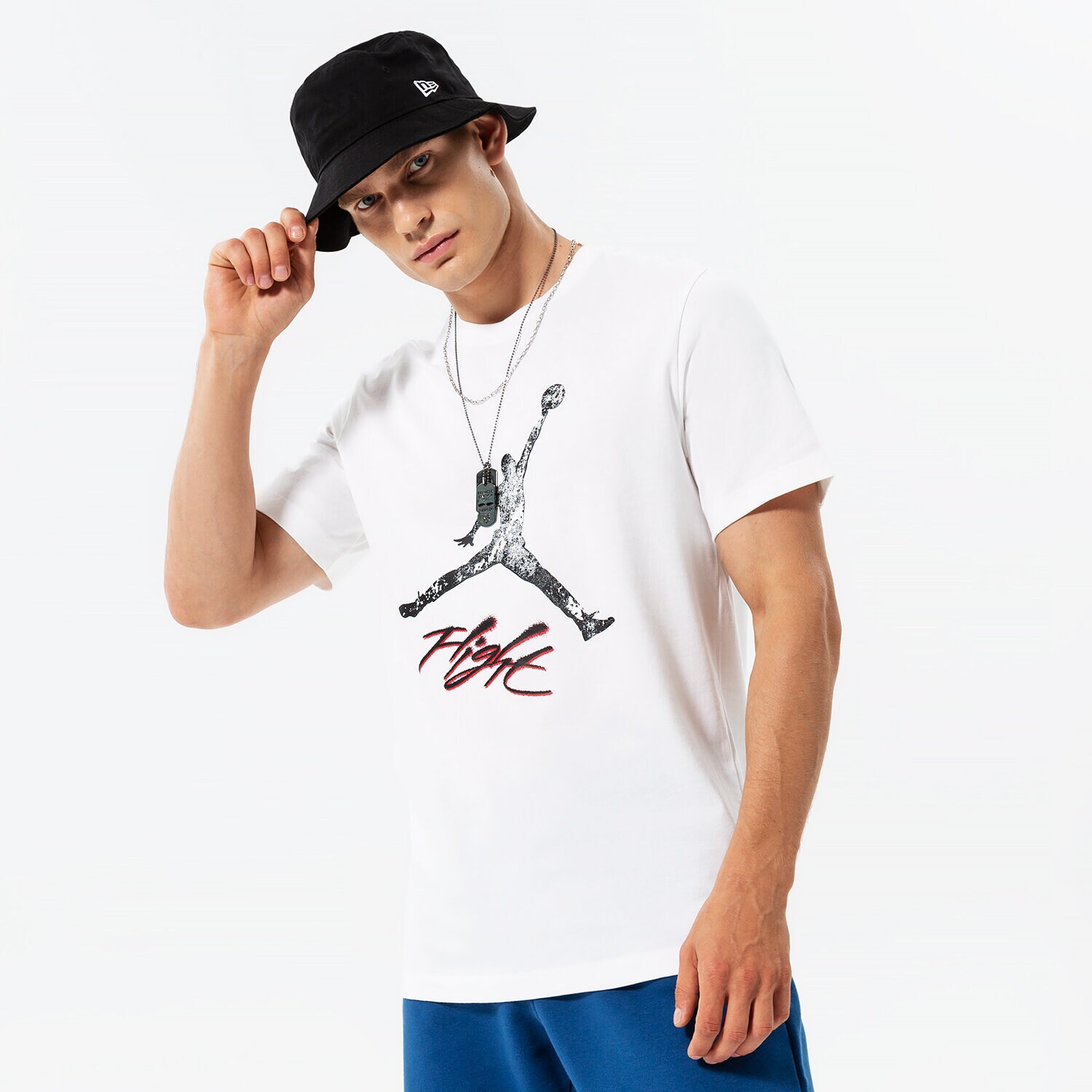 Koszulka, t-shirt sportowy męski JORDAN T-SHIRT M J ESS JUMPMAN SS CREW DQ7376-100 BIAŁY