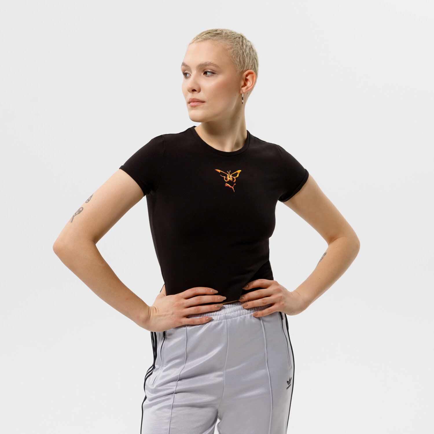 Koszulka, t-shirt damski PUMA T-SHIRT PUMA X DUA LIPA SLIM TEE 534737 01 CZARNY