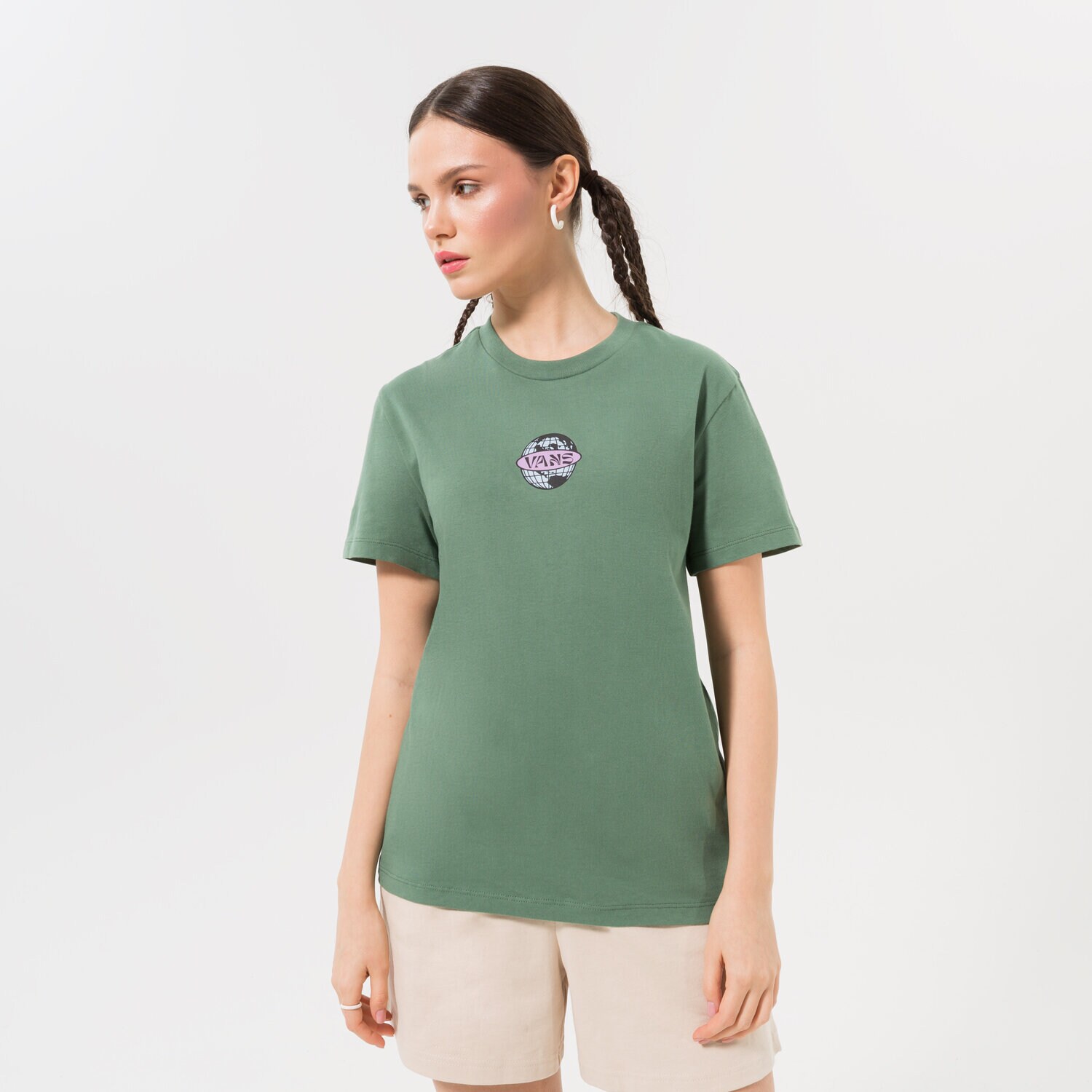 Koszulka, t-shirt damski VANS T-SHIRT EARTH & SUN BFF SS VN0A7TN3YQW1 ZIELONY