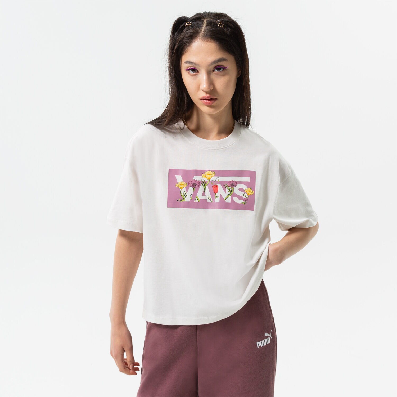 Koszulka, t-shirt damski VANS T-SHIRT TUSSY BOXY VN0A7RTGFS81 BIAŁY