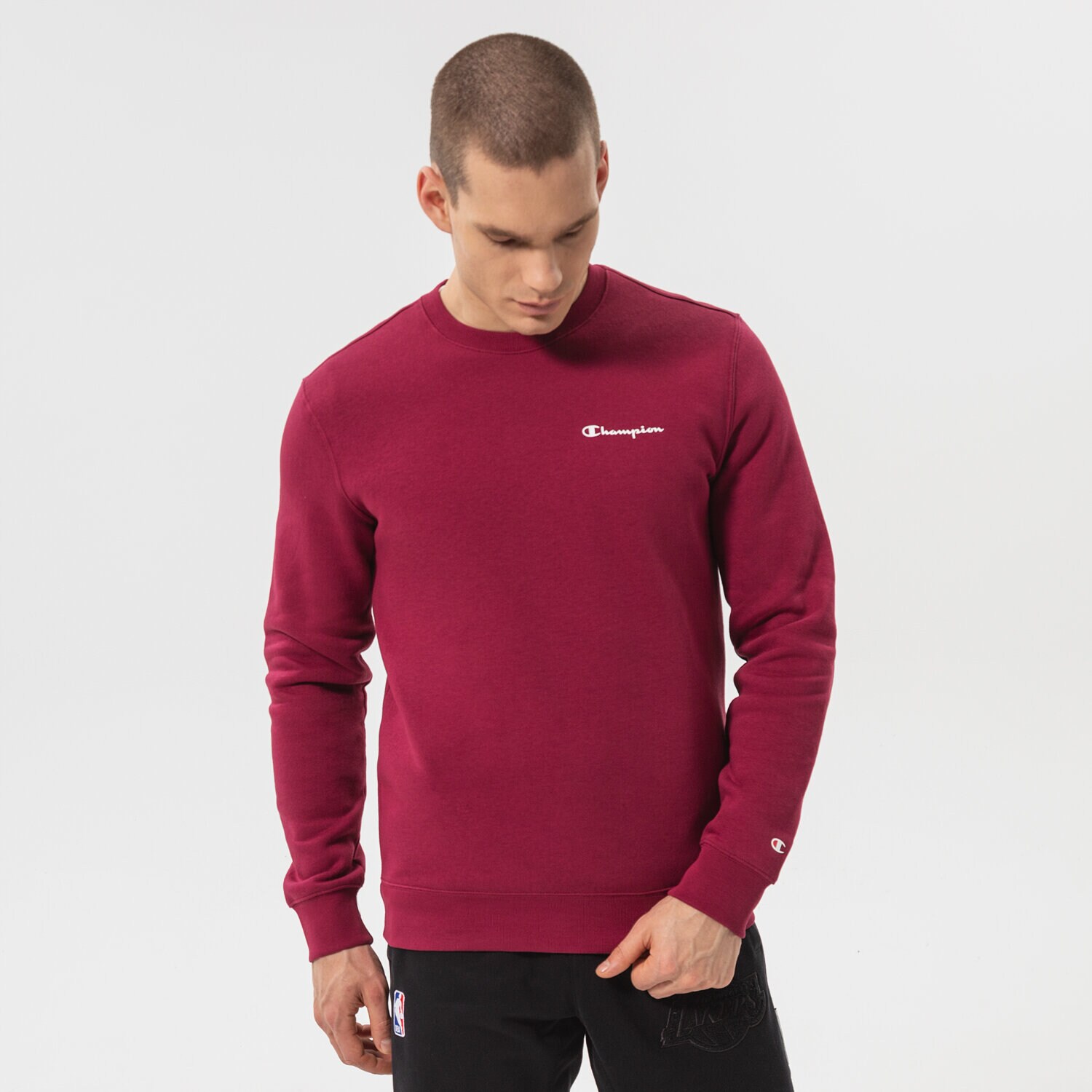Bluza męska CHAMPION BLUZA CREWNECK SWEATSHIRT 214750VS516 BORDOWY