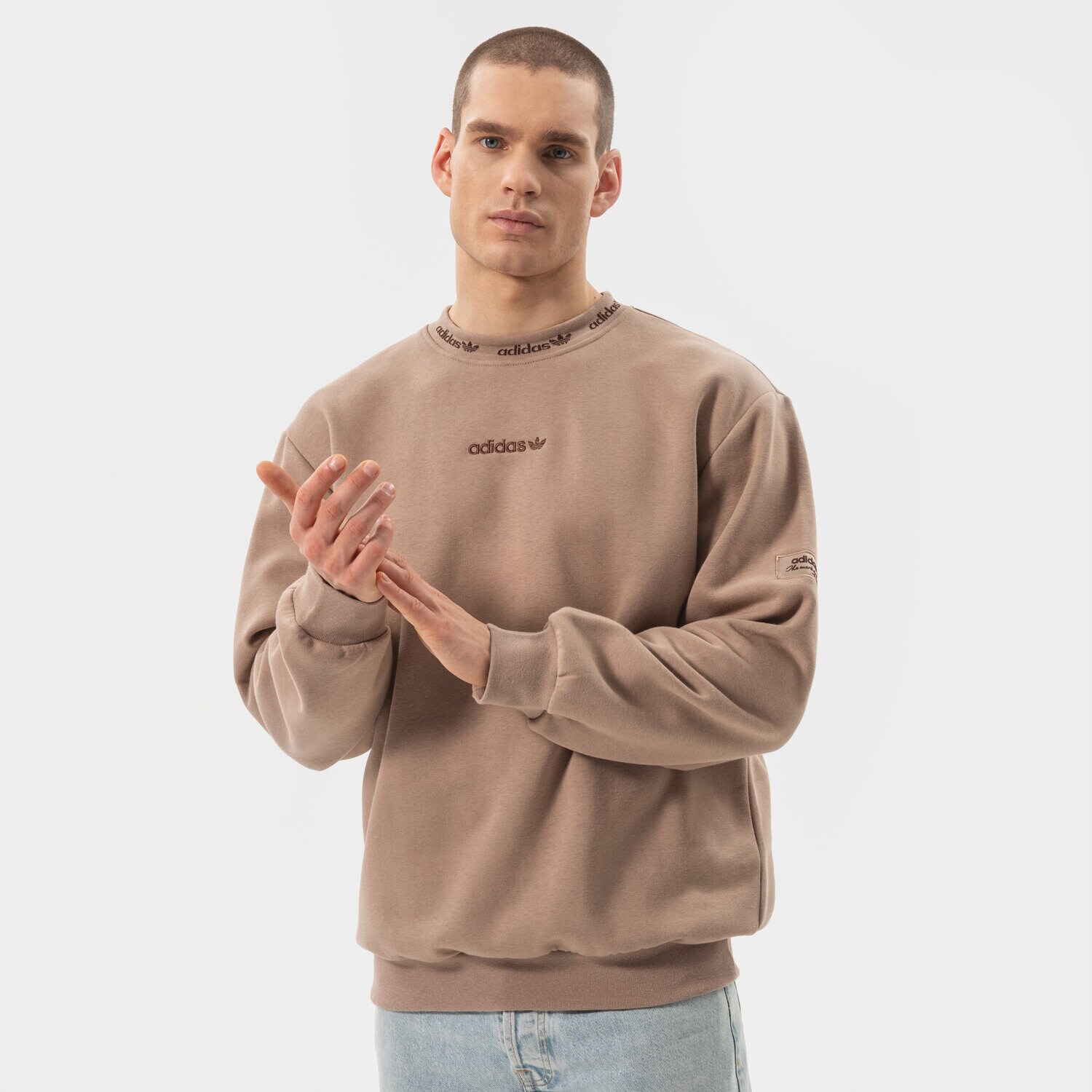 Bluza męska ADIDAS BLUZA TREFOIL LINEAR LABEL SWEATSHIRT HM2664 BRĄZOWY