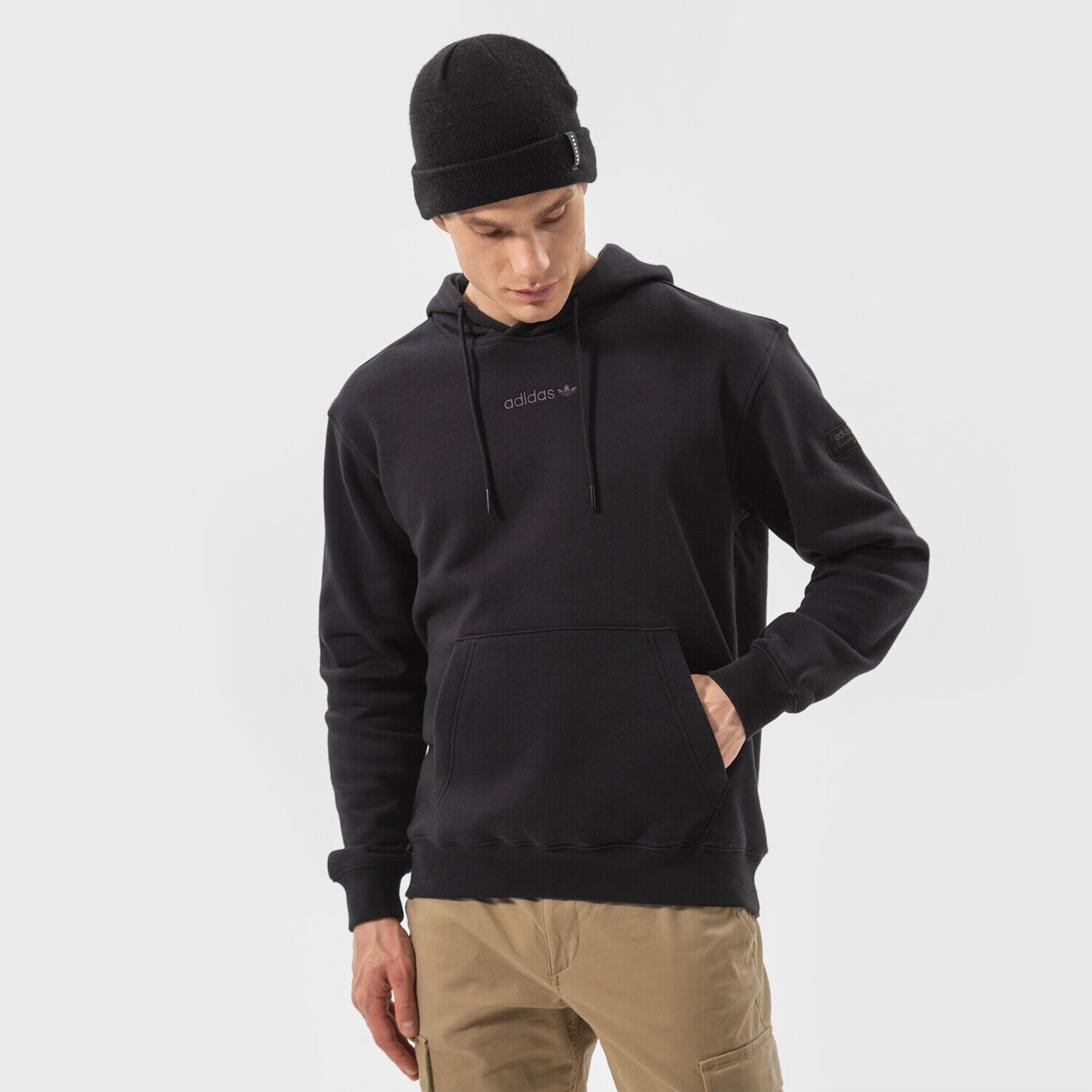 Bluza męska ADIDAS BLUZA Z KAPTUREM TREFOIL LINEAR LABEL HOODIE HM2655 CZARNY