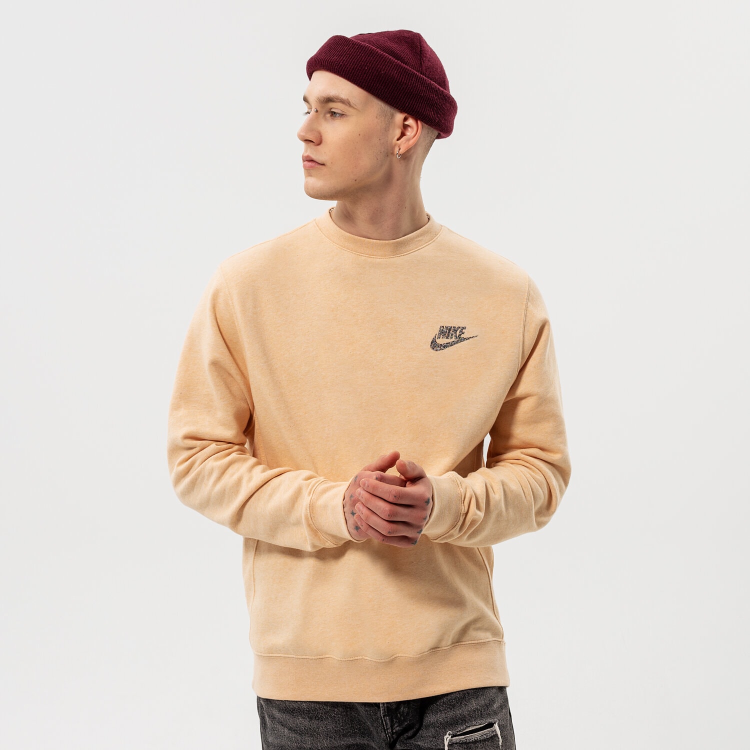 Bluza męska NIKE BLUZA M NSW REVIVAL FLC CREW C DM5630-268 BEŻOWY