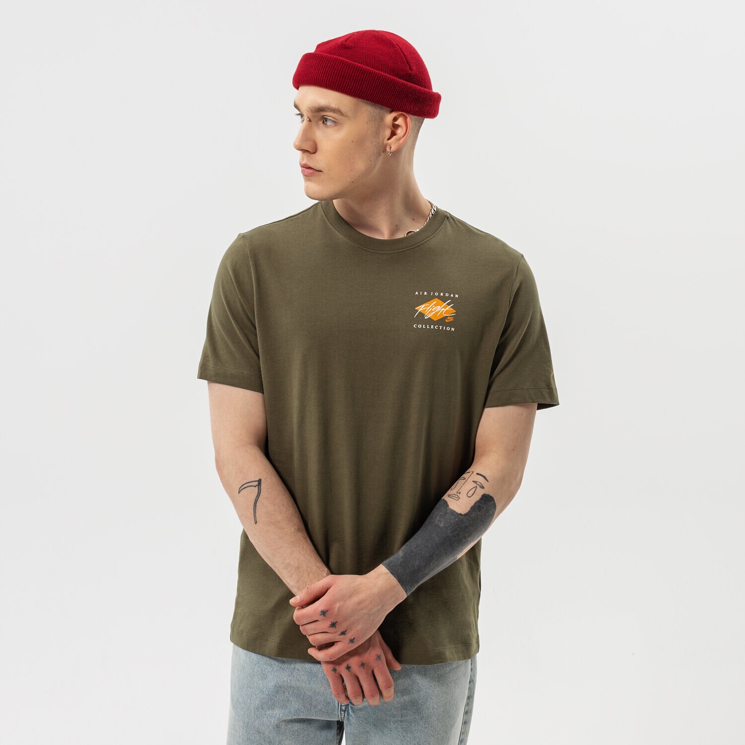 Koszulka, t-shirt sportowy męski JORDAN T-SHIRT M J FLT ESS JDN AIR GFX CREW DH8968-222 KHAKI