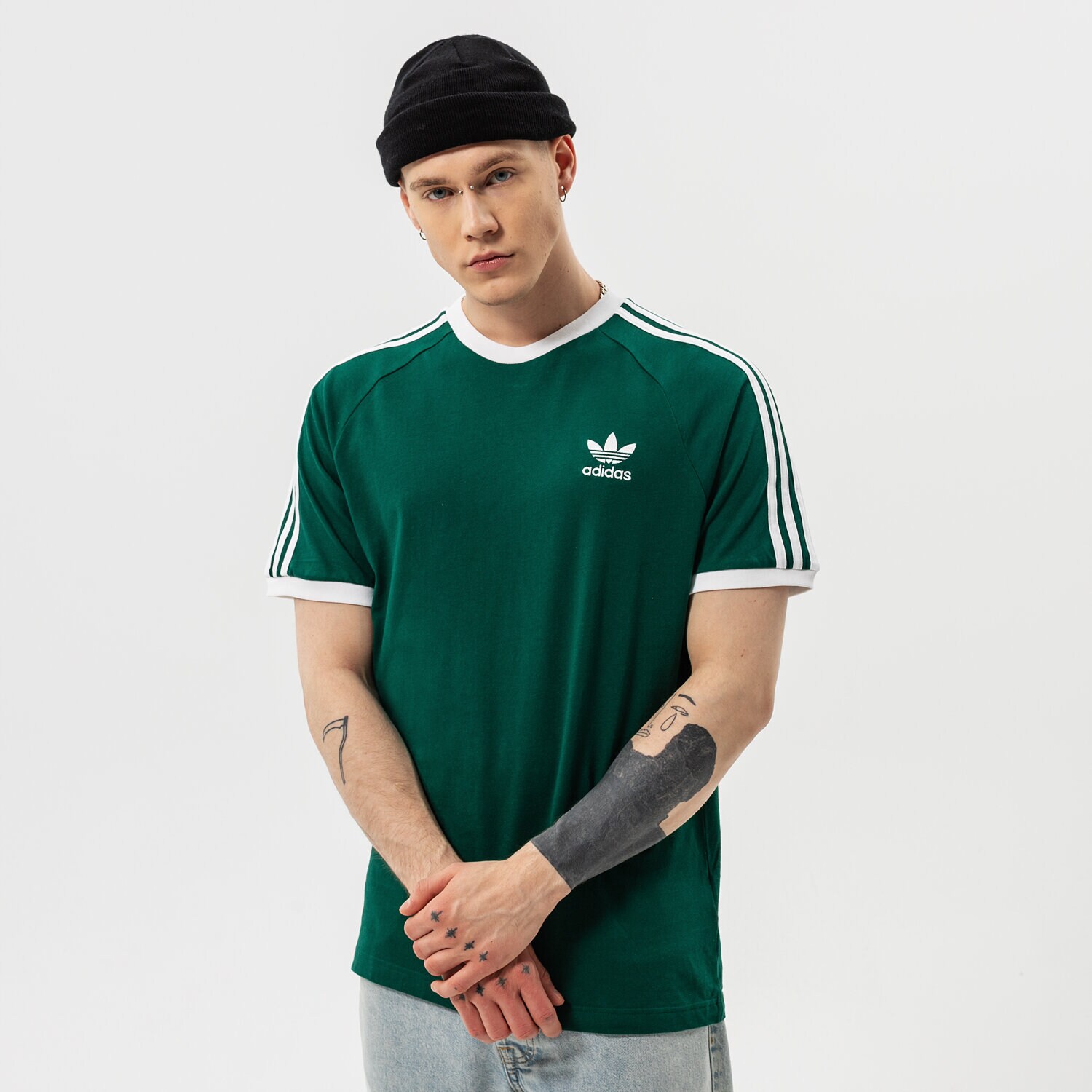 Koszulka, t-shirt sportowy męski ADIDAS T-SHIRT 3-STRIPES TEE HE9546 ZIELONY