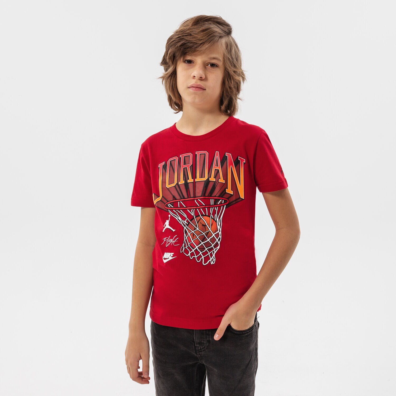 Koszulka, t-shirt dla dzieci JORDAN T-SHIRT JORDAN HOOP STYLE SS TEE BOY 95B231-R78 CZERWONY