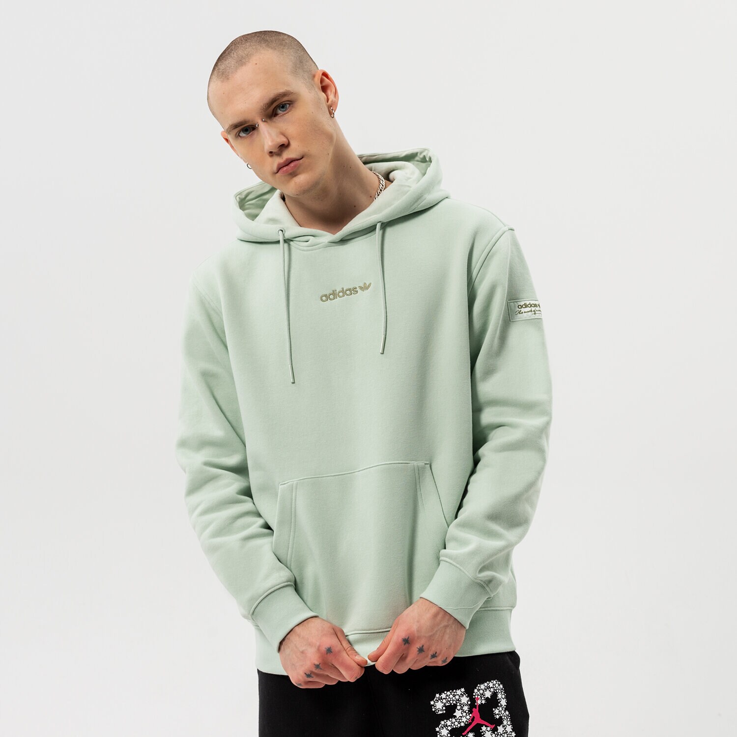 Bluza męska ADIDAS BLUZA Z KAPTUREM TREFOIL LINEAR LABEL HOODIE HM2653 BIAŁY