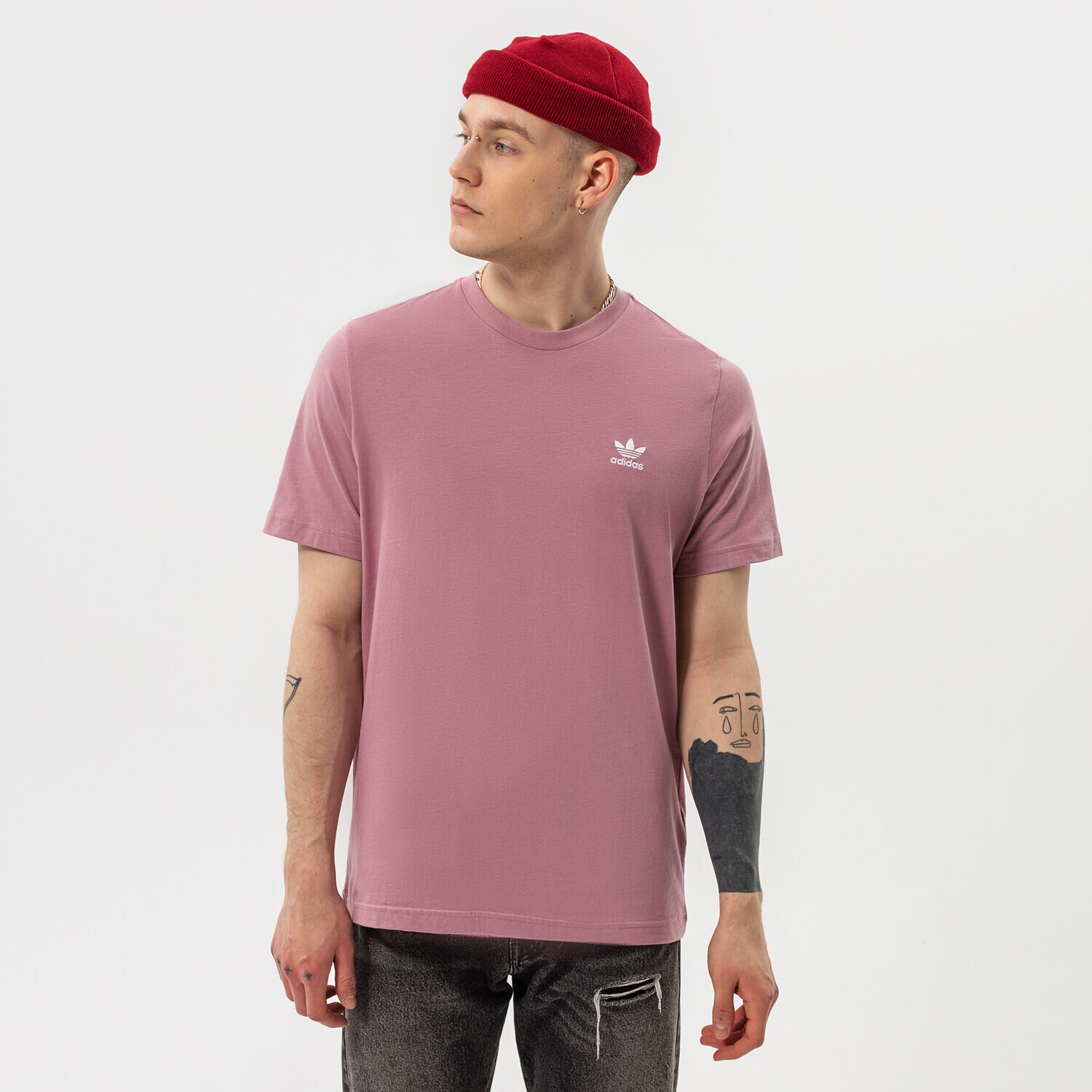 Koszulka, t-shirt sportowy męski ADIDAS T-SHIRT ESSENTIAL TEE HE9444 FIOLETOWY