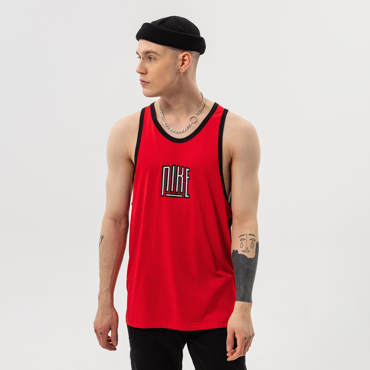 Koszulka, t-shirt sportowy męski NIKE TANK M NK DF JSY STARTING FIVE NBA DH7136-657 CZERWONY