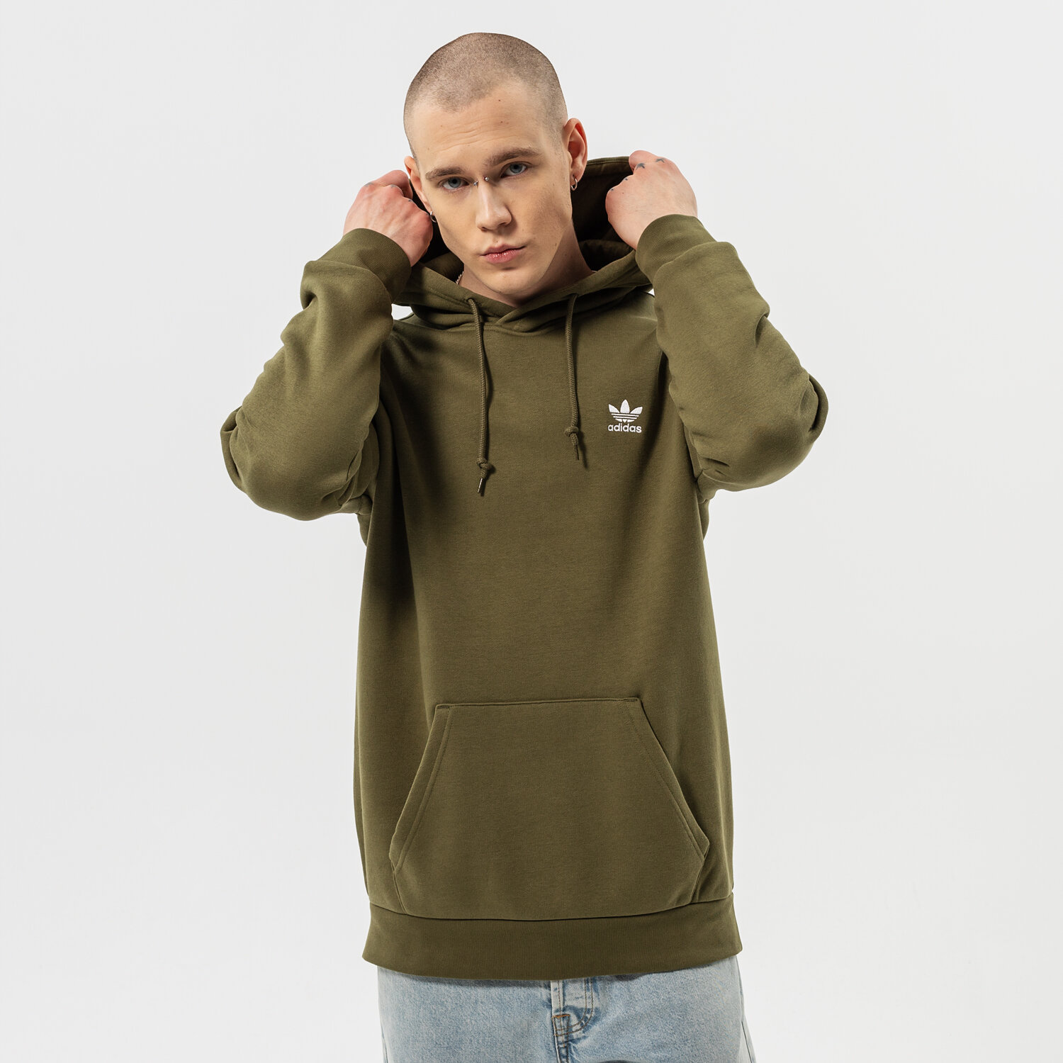 Bluza męska ADIDAS BLUZA Z KAPTUREM ESSENTIAL HOODY H65675 KHAKI