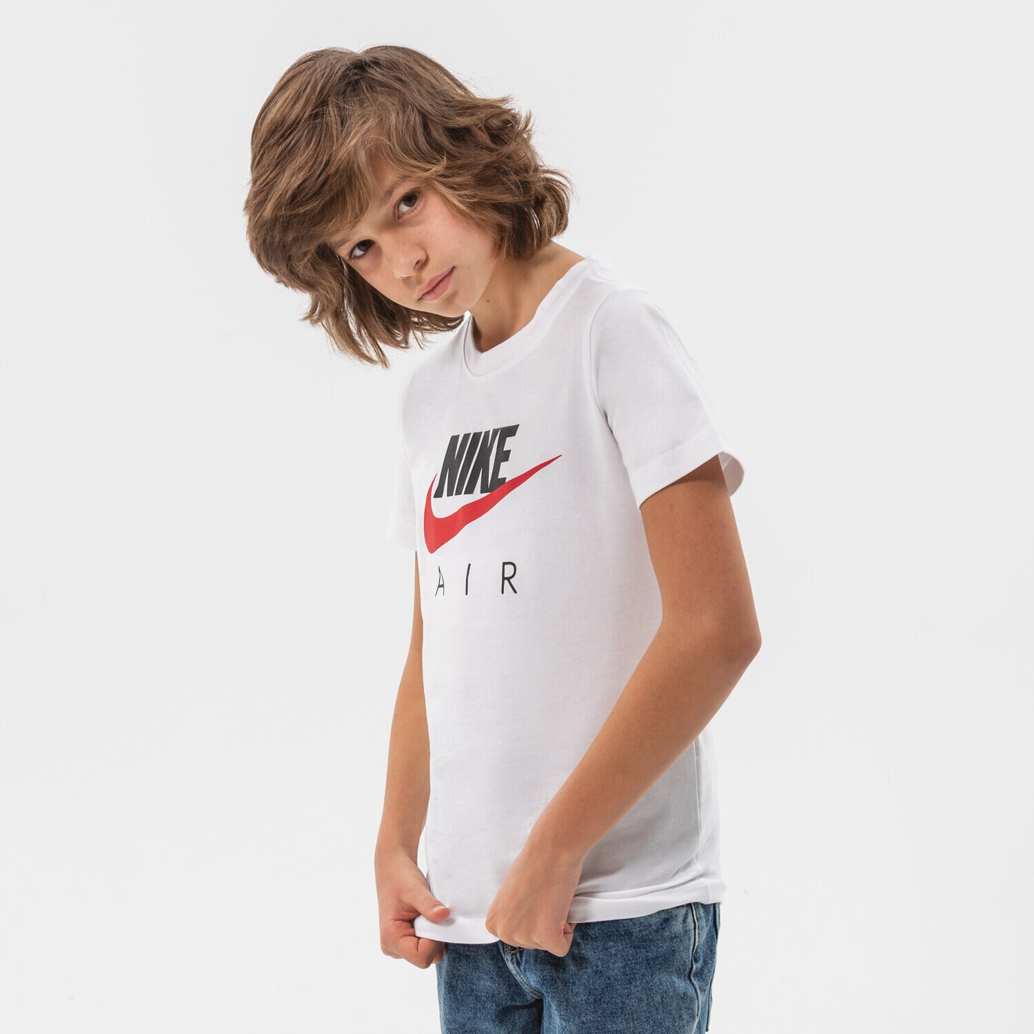 Koszulka, t-shirt dla dzieci NIKE T-SHIRT NIKE AIR BOY CZ1828-100 BIAŁY