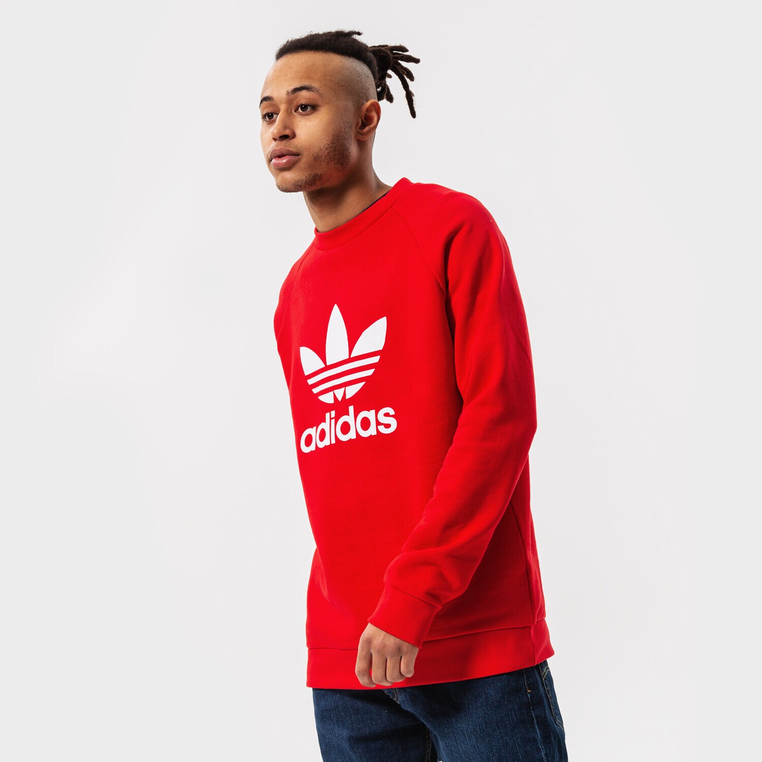 Bluza męska ADIDAS BLUZA TREFOIL CREW HE9489 CZERWONY