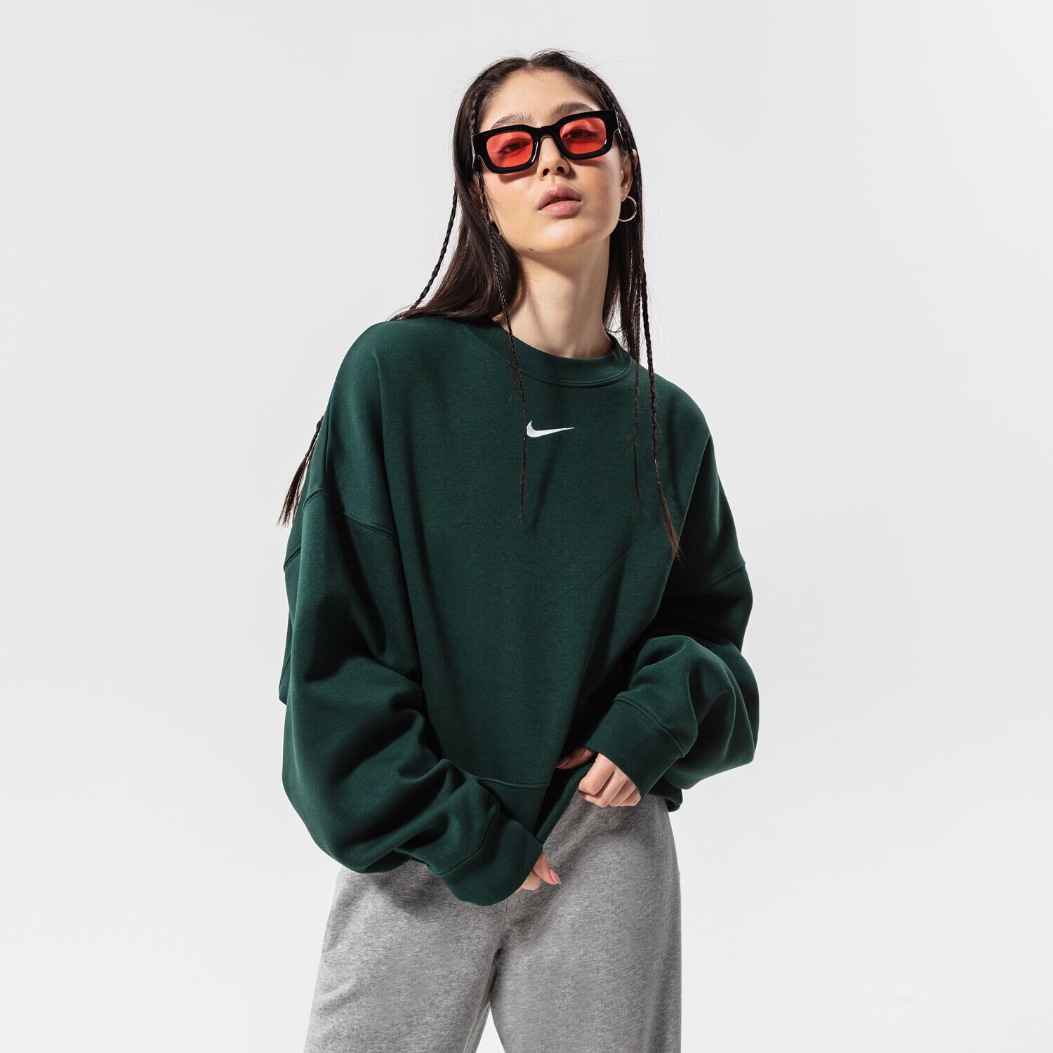 Bluza damska NIKE BLUZA W NSW ESSNTL CLCTN FLC OS CRW DJ7665-397 ZIELONY