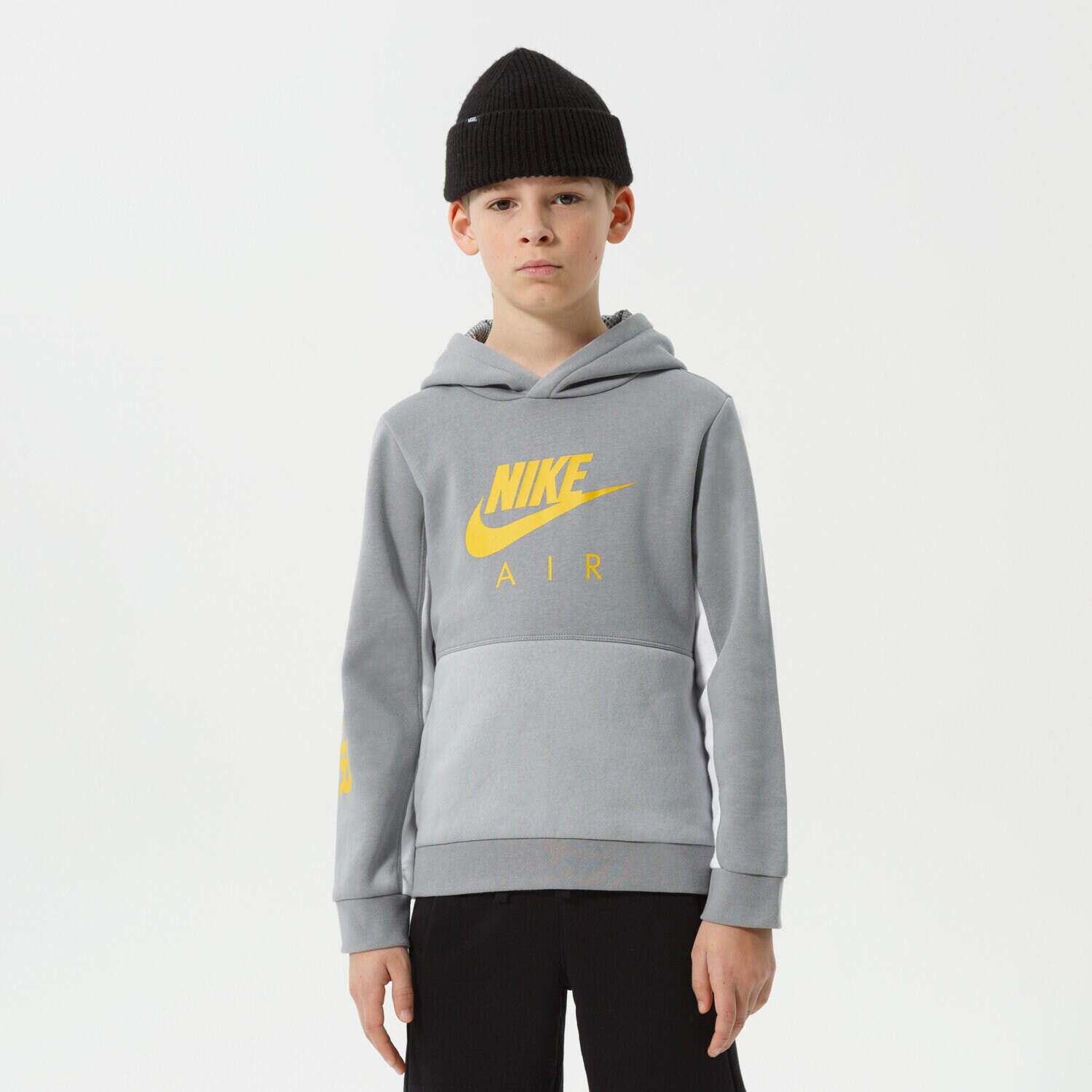 Sportowa bluza dziecięca NIKE BLUZA Z KAPTUREM B NSW NIKE AIR PO HOODIE BOY DM8109-073 SZARY