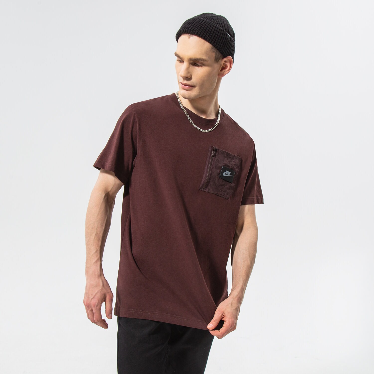 Koszulka, t-shirt sportowy męski NIKE T-SHIRT M NSW SPU DF SS TOP DO2625-205 BRĄZOWY