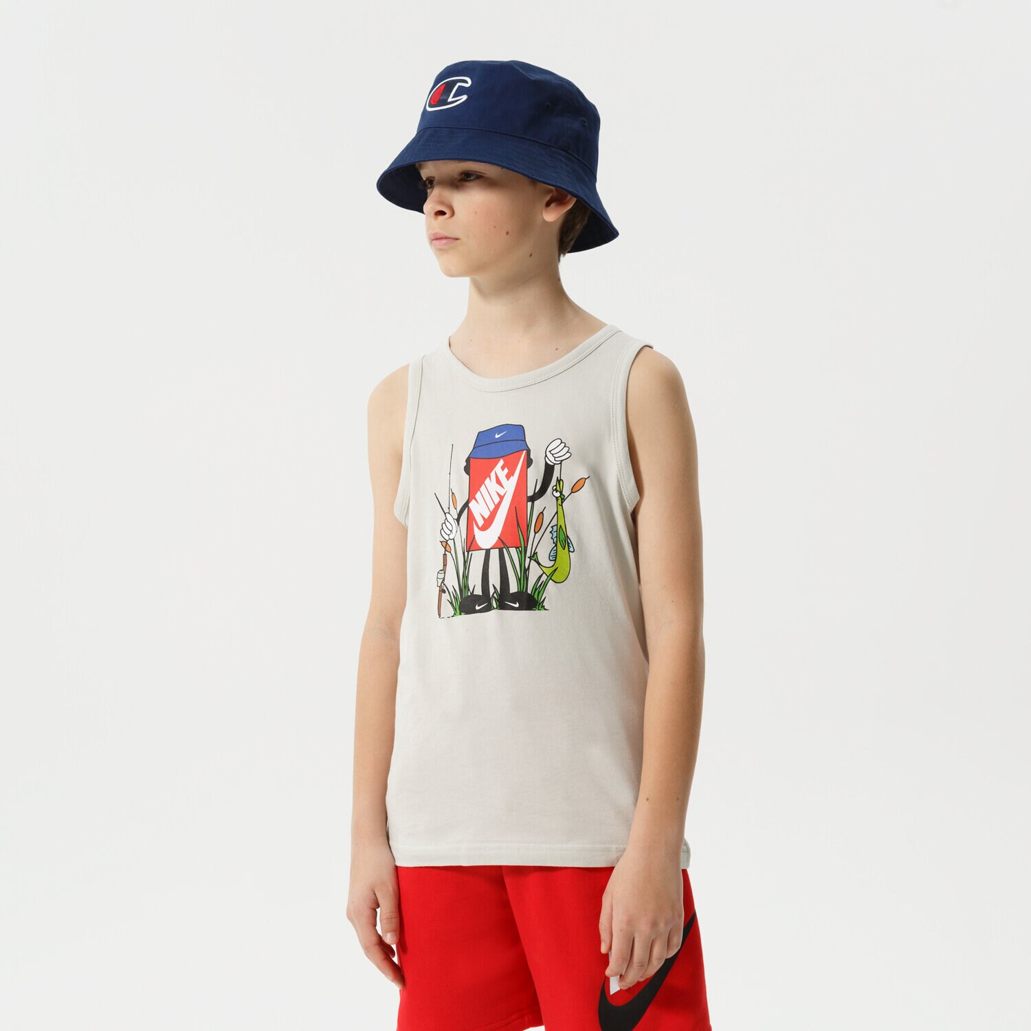 Koszulka, t-shirt dla dzieci NIKE T-SHIRT B NSW TANK BOXY BOY DQ3848-072 SZARY