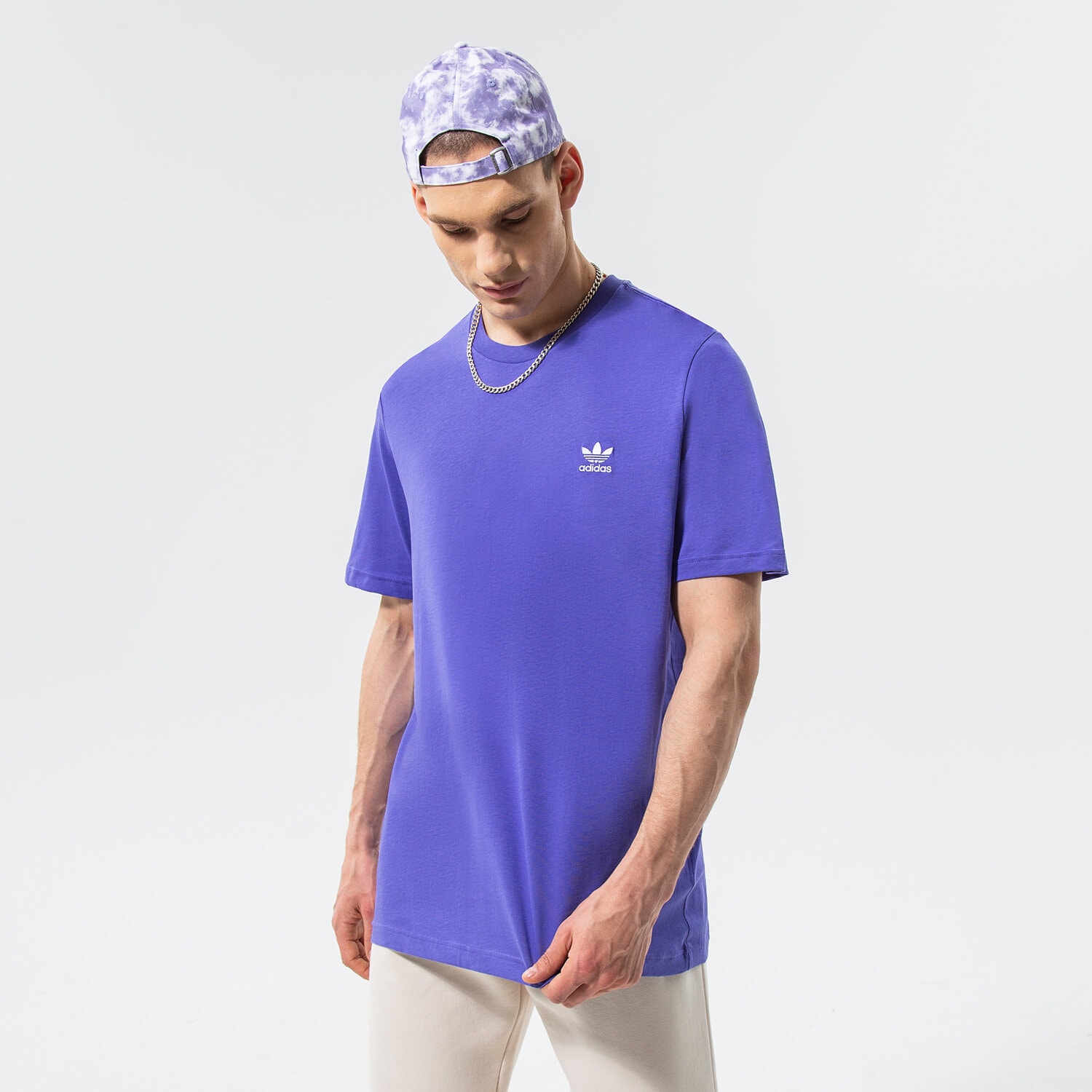 Koszulka, t-shirt sportowy męski ADIDAS T-SHIRT ESSENTIAL TEE HE9446 FIOLETOWY