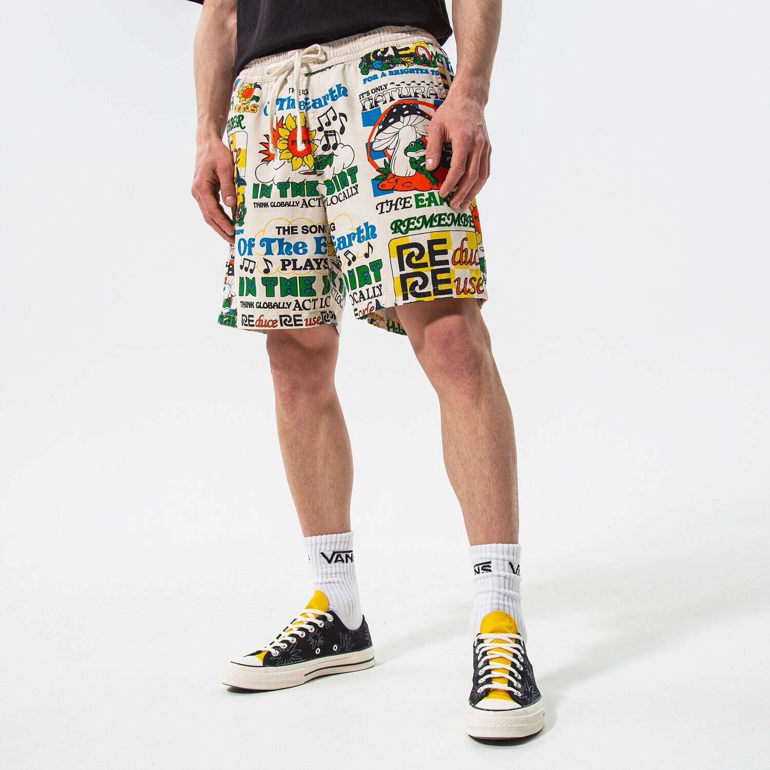Krótkie spodenki, szorty męskie VANS SZORTY ECO POSITIVITY ELASTIC SHORT VN0A7S4U7VJ1 BEŻOWY