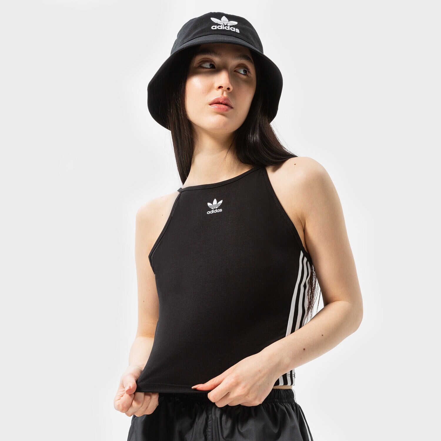 Koszulka, t-shirt damski ADIDAS 3 STRIPES STRAPPY TANK TOP HC1978 CZARNY
