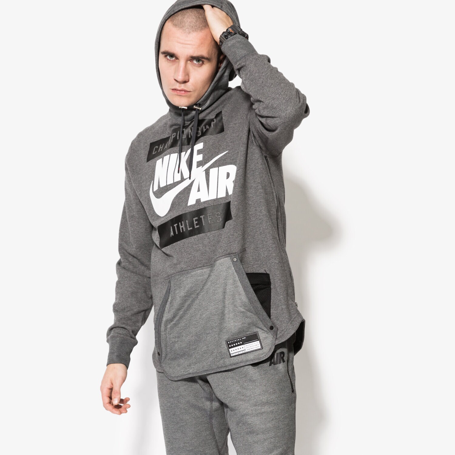 Bluza męska NIKE BLUZA AIR HOODIE 802638071 SZARY