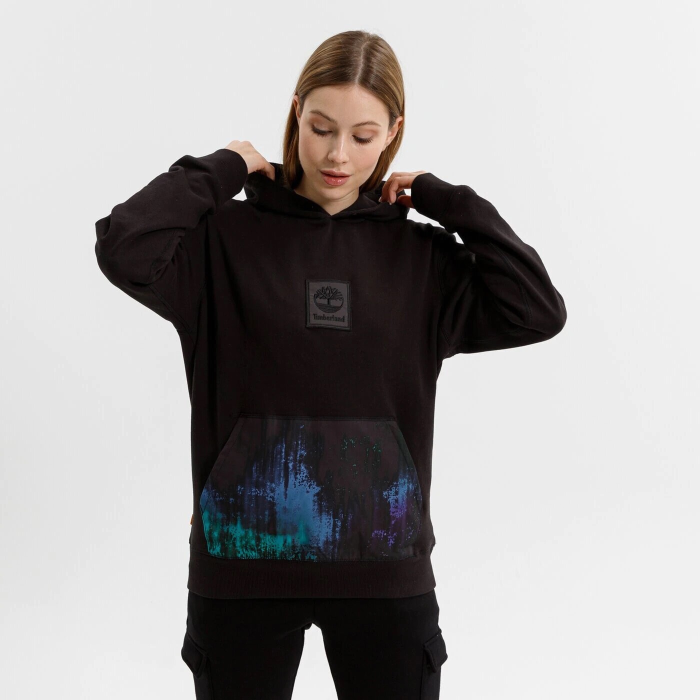 Bluza damska TIMBERLAND BLUZA Z KAPTUREM YC NL SKY PRINTED HOODIE TB0A22JHCD01 CZARNY