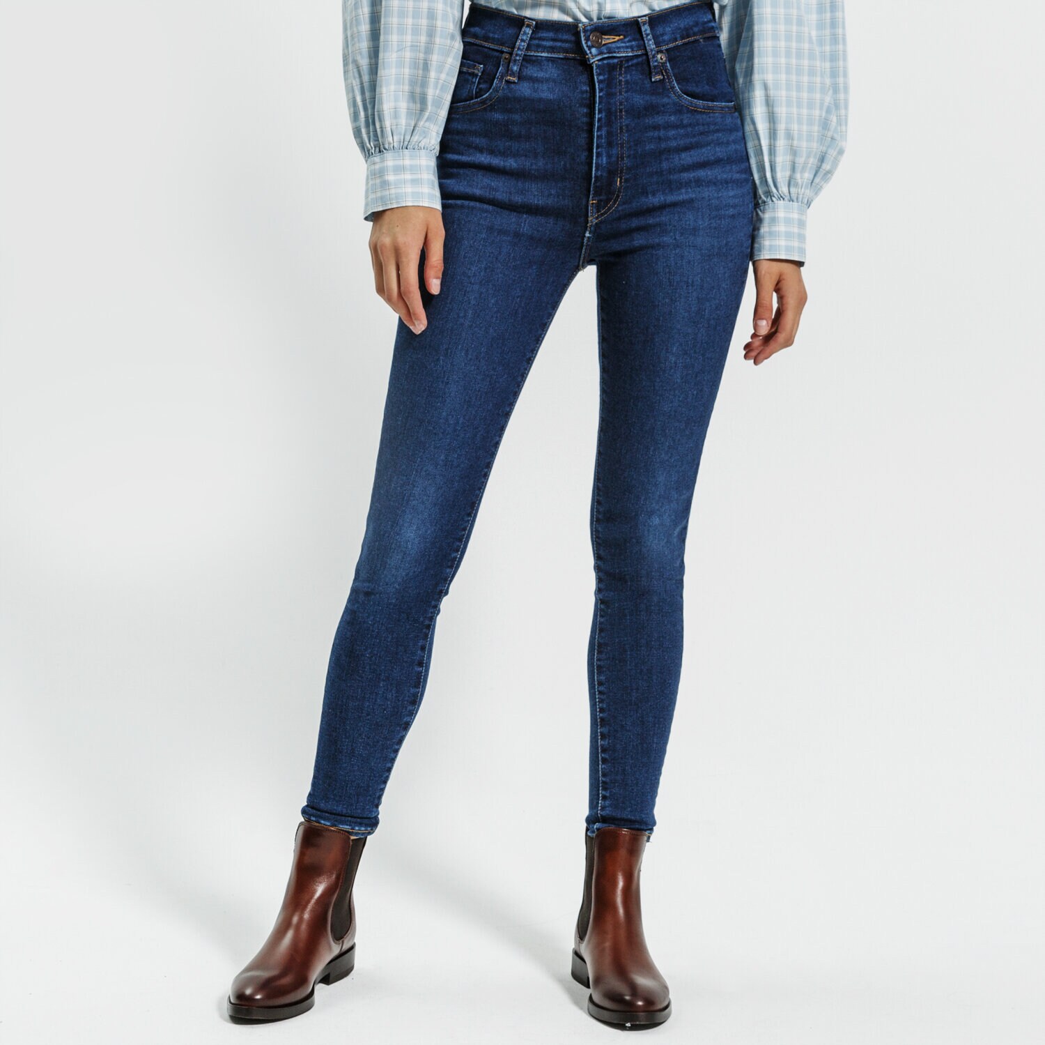 Spodnie sportowe damskie LEVI'S SPODNIE MILE HIGH SUPER SKINNY 22791-0196 NIEBIESKI