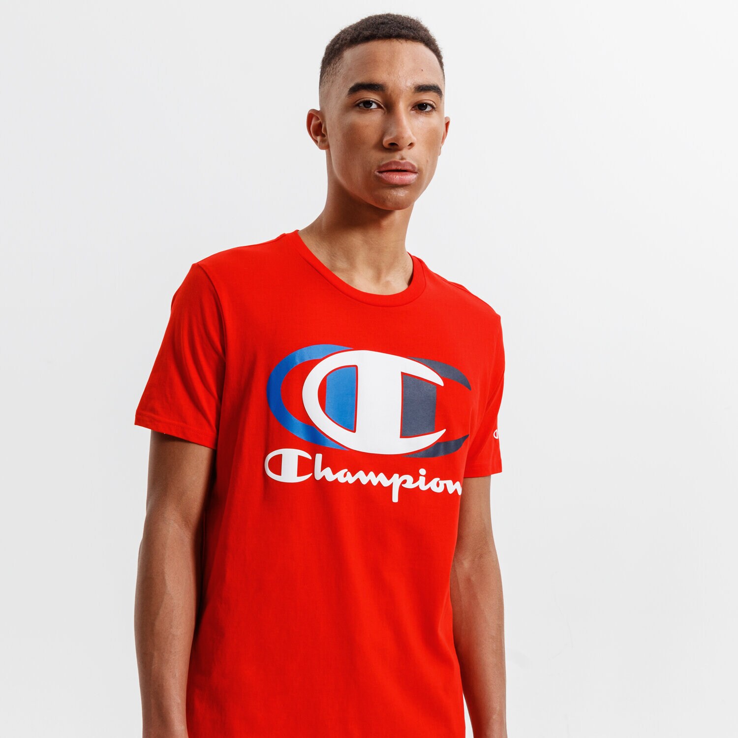 Koszulka, t-shirt sportowy męski CHAMPION T-SHIRT CREWNECK 214309RS033 CZERWONY