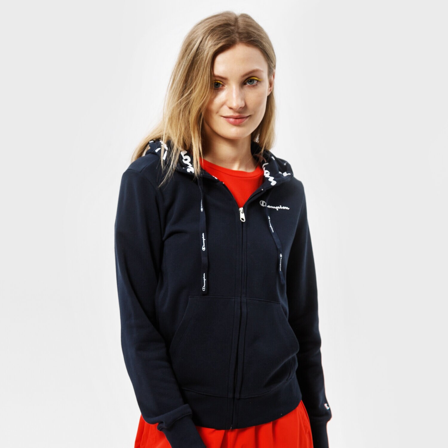Bluza damska CHAMPION BLUZA Z KAPTUREM HOODED FULL ZIP SWEATSHIRT 112584BS501 GRANATOWY