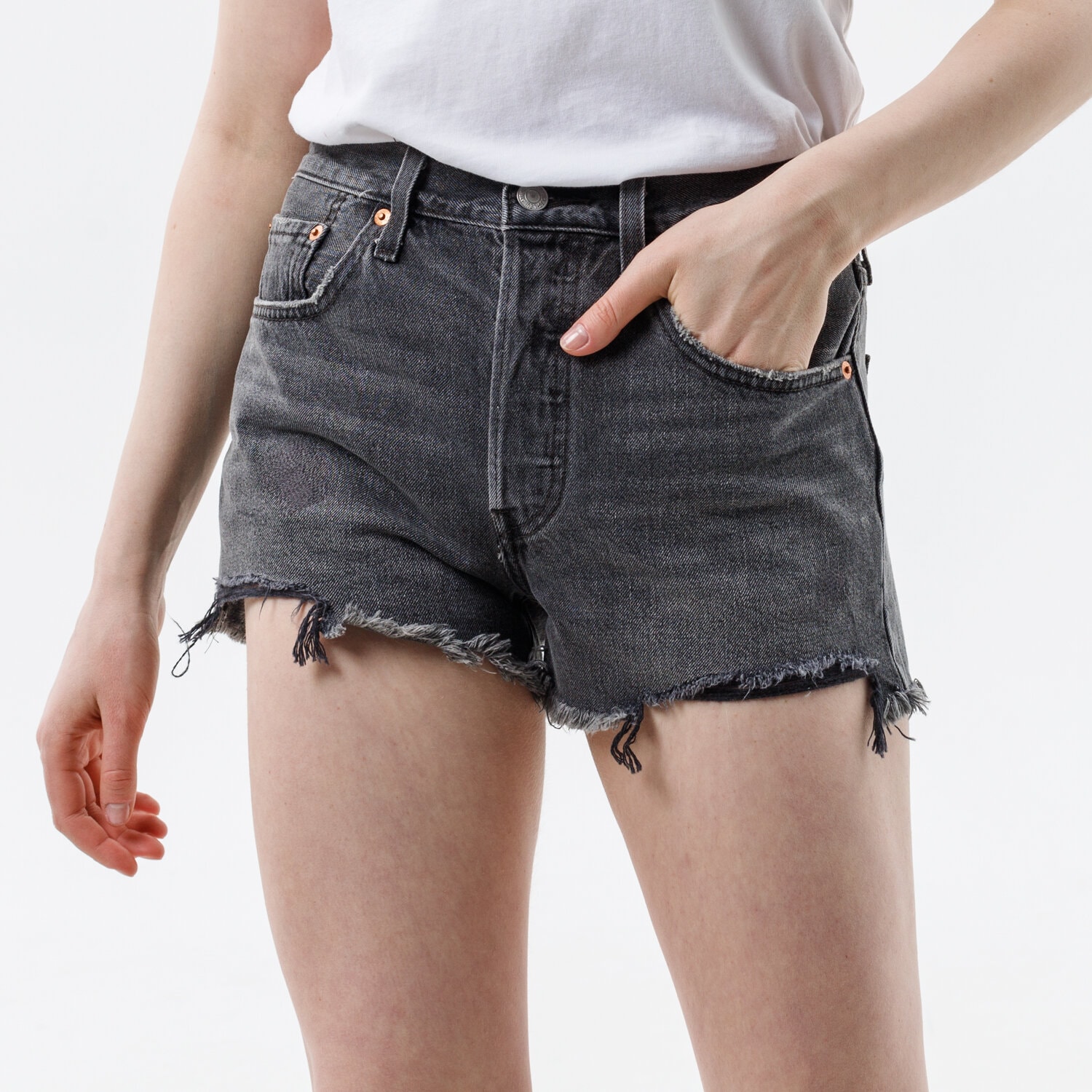 Krótkie spodenki, szorty damskie LEVI'S SZORTY 501 ORIGINAL SHORT 56327-0070 CZARNY