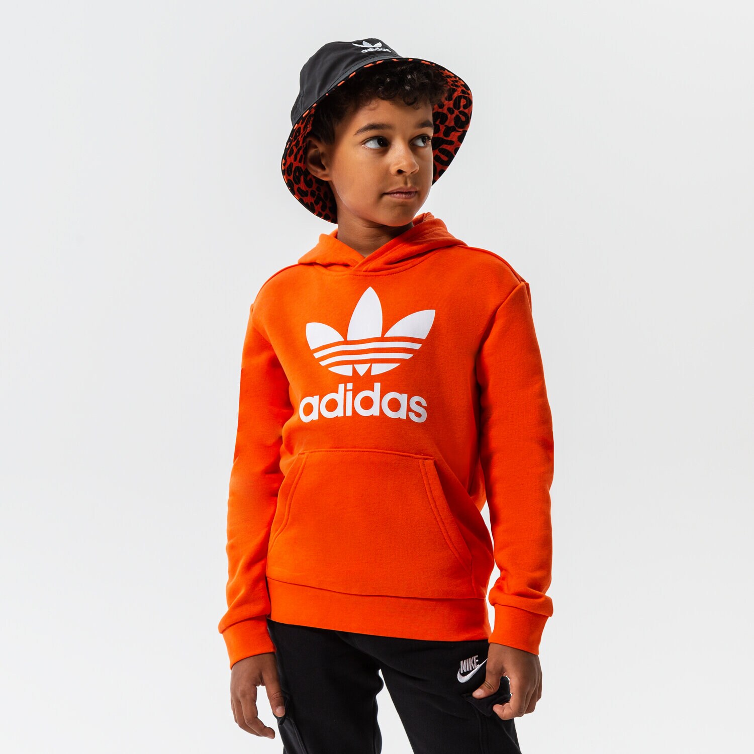 Sportowa bluza dziecięca ADIDAS BLUZA Z KAPTUREM TREFOIL HOODIE BOY HK0273 POMARAŃCZOWY